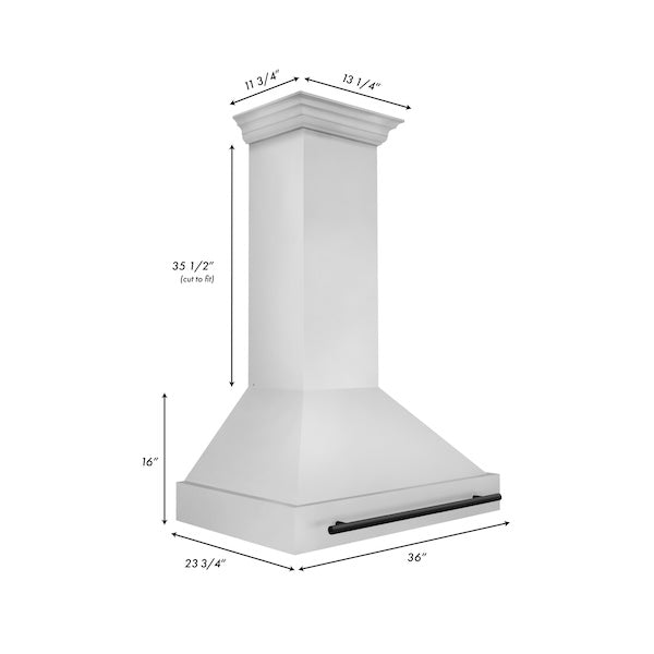 ZLINE 36" Autograph Edition Stainless Steel Range Hood with Stainless Steel Shell and Matte Black Handle (8654STZ-36-MB)