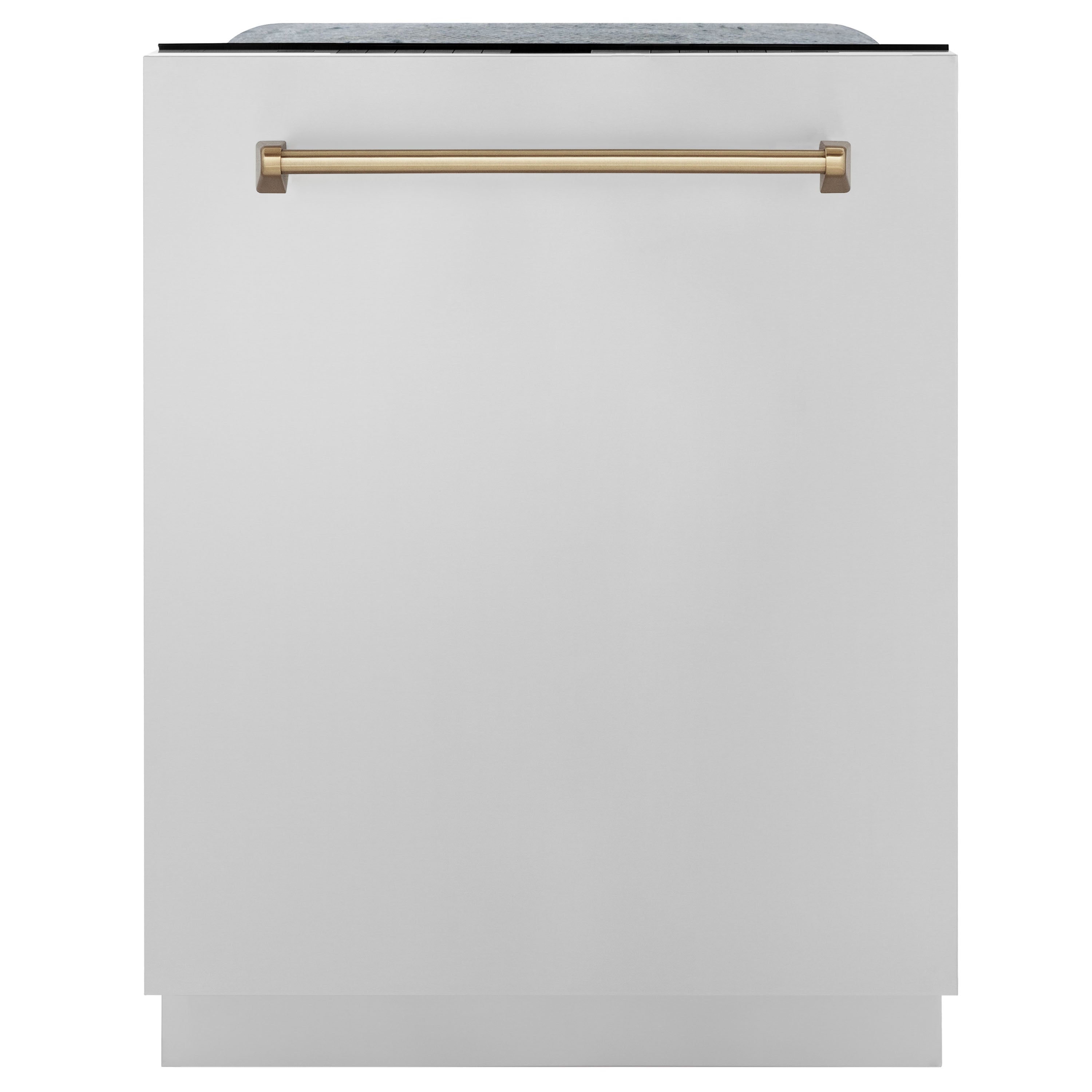 ZLINE Autograph Edition 24" Monument Series 3rd Rack Top Touch Control Tall Tub Dishwasher in Stainless Steel with Champagne Bronze Handle, 45dBa (DWMTZ-304-24-CB)