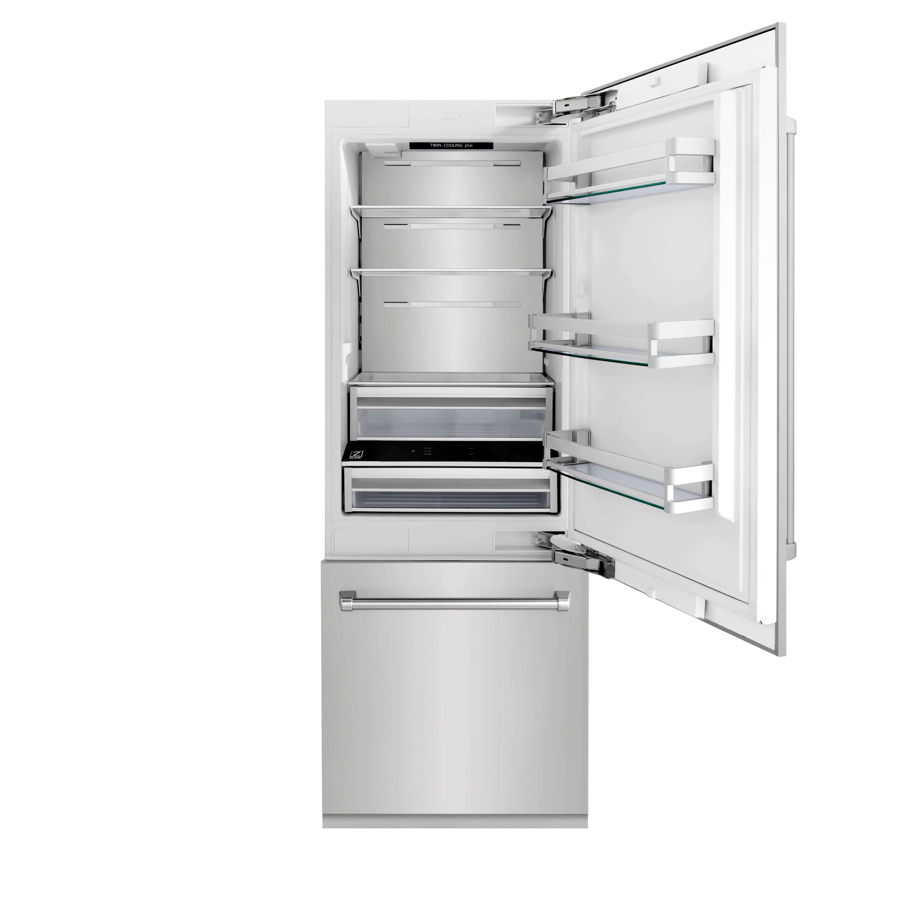 ZLINE 30" 16.1 cu. ft. Built-In 2-Door Bottom Freezer Refrigerator with Internal Water and Ice Dispenser in Stainless Steel