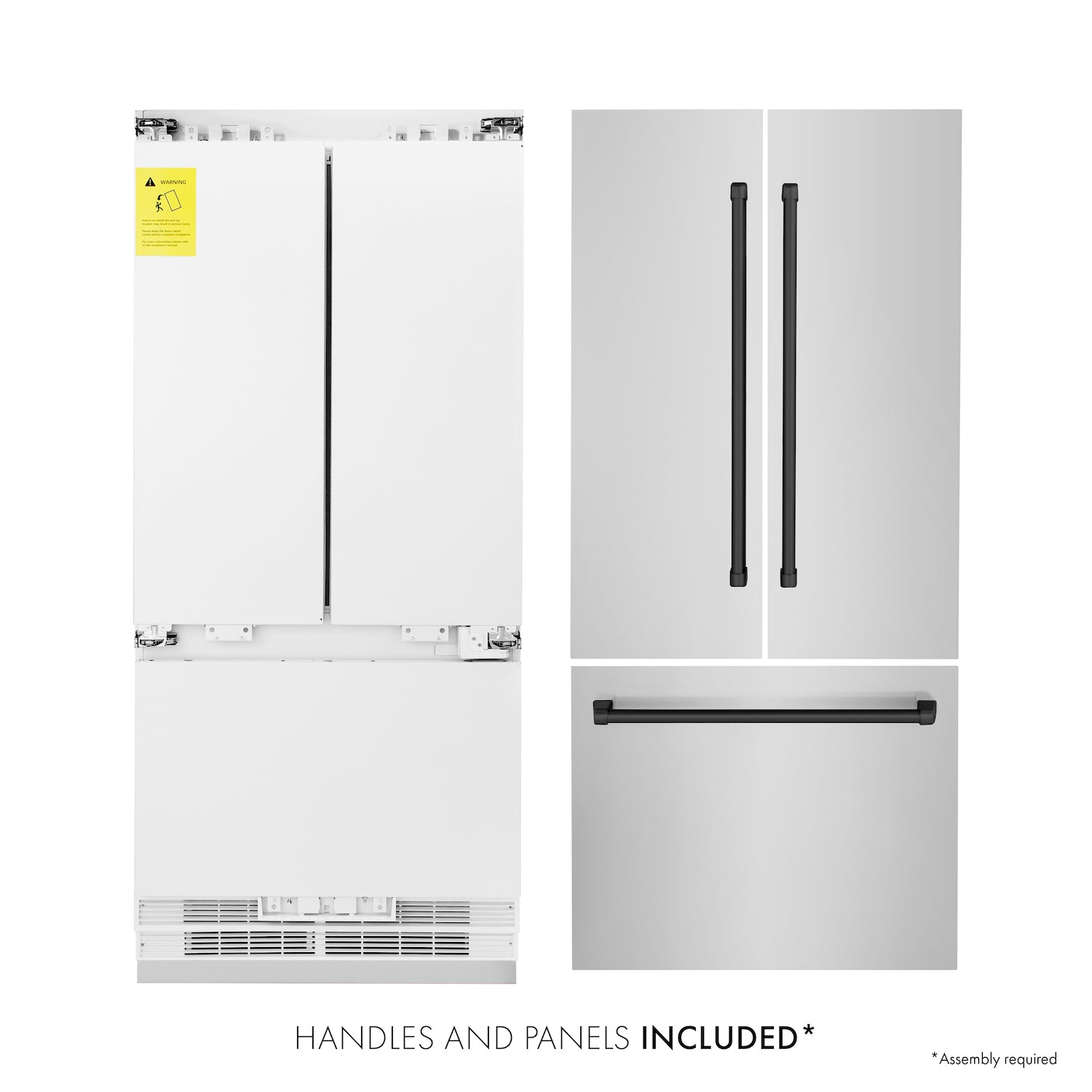 ZLINE 36‚Äö√Ñ√π Autograph Edition 19.6 cu. ft. Built-in 3-Door French Door Refrigerator with Internal Water and Ice Dispenser in Stainless Steel with Matte Black Accents