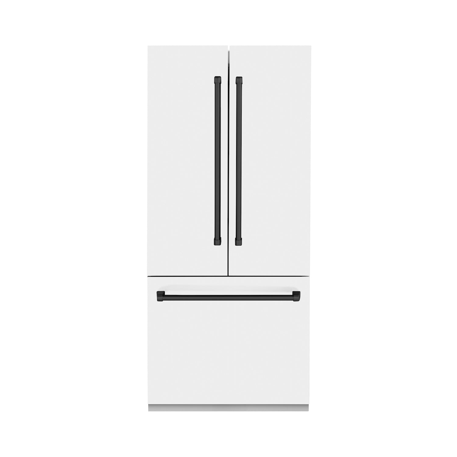 ZLINE 36" Autograph Edition 19.6 cu. ft. Built-in 3-Door French Door Refrigerator with Internal Water and Ice Dispenser in White Matte with Matte Black Accents (RBIVZ-WM-36-MB)