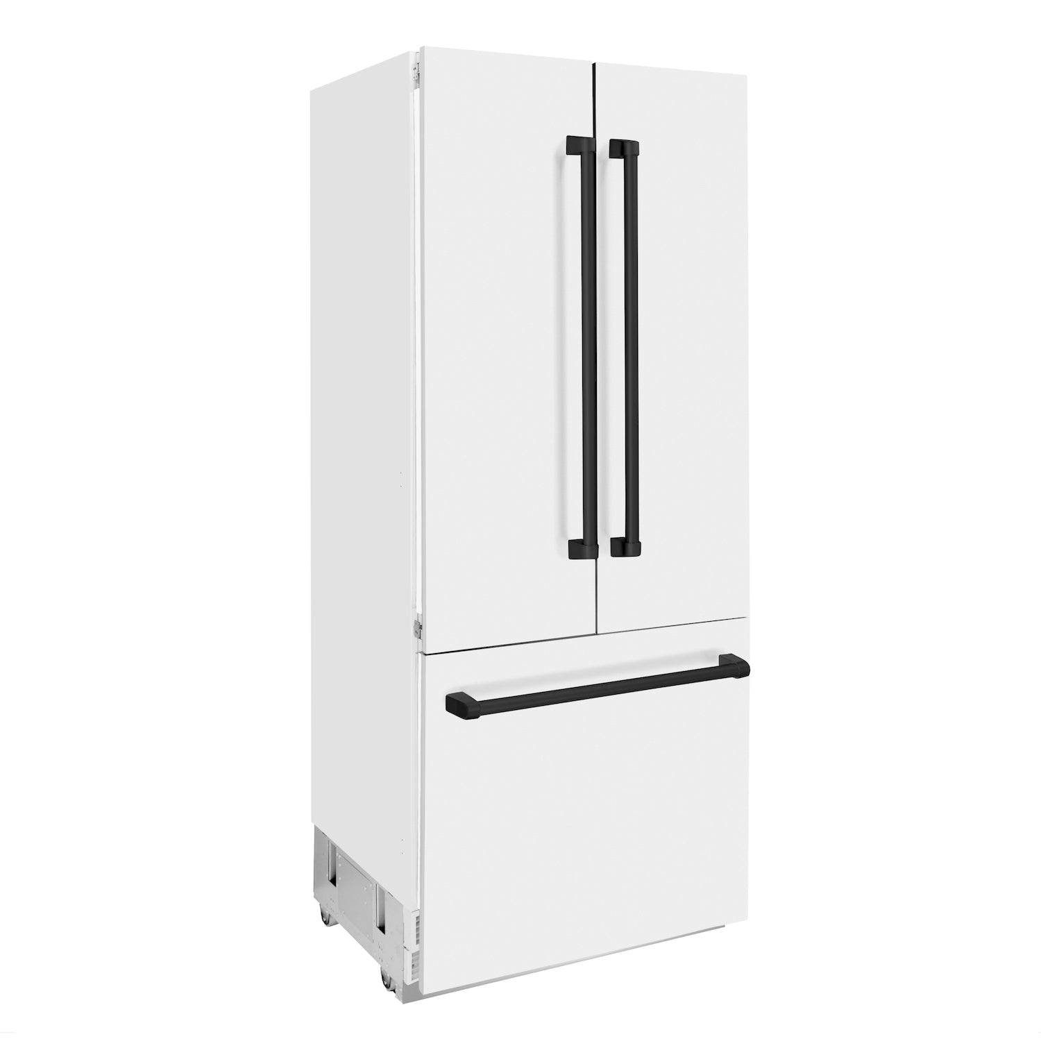 ZLINE 36" Autograph Edition 19.6 cu. ft. Built-in 3-Door French Door Refrigerator with Internal Water and Ice Dispenser in White Matte with Matte Black Accents (RBIVZ-WM-36-MB)