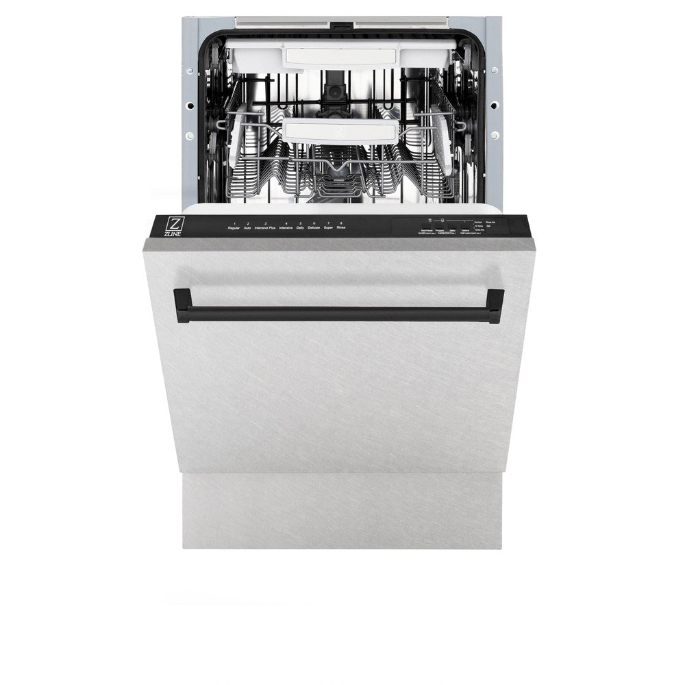 ZLINE Autograph Edition 18_ Compact 3rd Rack Top Control Dishwasher in Fingerprint Resistant Stainless Steel with Handle, 51dBa (DWVZ-SN-18-MB)