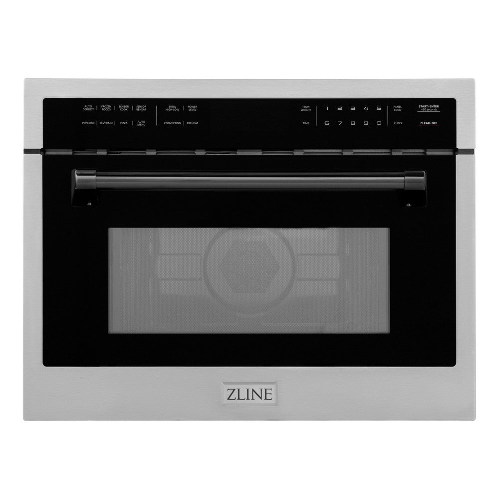 ZLINE Autograph Edition 24" 1.6 cu ft. Built-in Convection Microwave Oven in Stainless Steel and Matte Black Accents (MWOZ-24-MB)