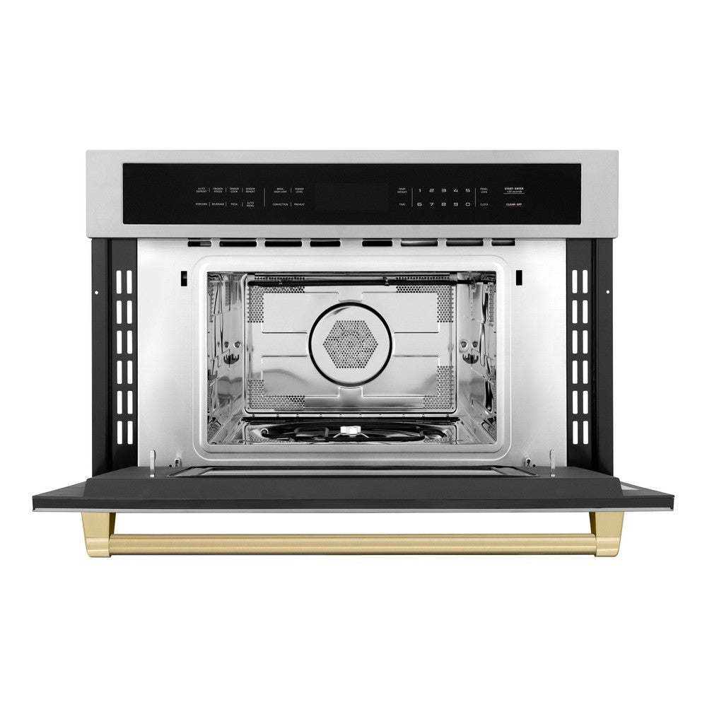ZLINE Autograph Edition 30‚Äö√Ñ√π 1.6 cu ft. Built-in Convection Microwave Oven in Stainless Steel and Champagne Bronze Accents (MWOZ-30-CB)