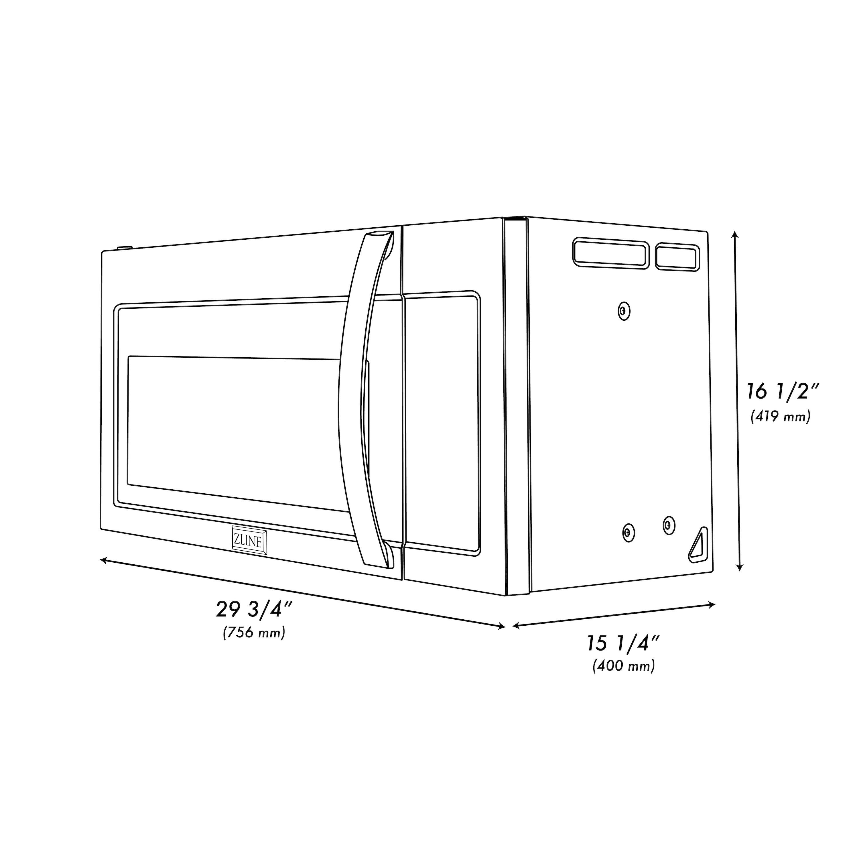 ZLINE 1.5 cu. ft. Over the Range Convection Microwave Oven in Stainless Steel with Modern Handle and Sensor Cooking