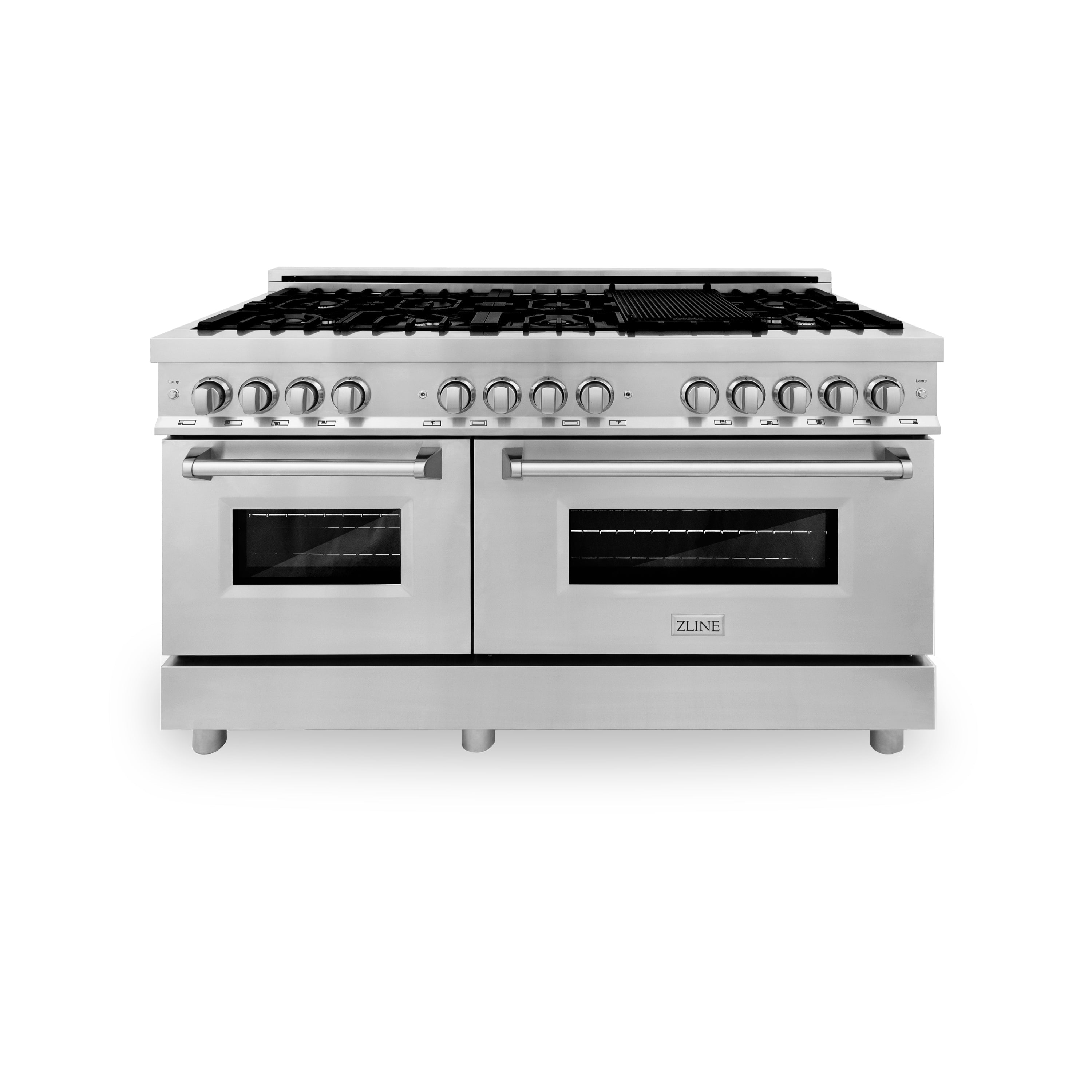 ZLINE 60" Kitchen Package with Stainless Steel Dual Fuel Range and Convertible Vent Range Hood (2KP-RARH60)