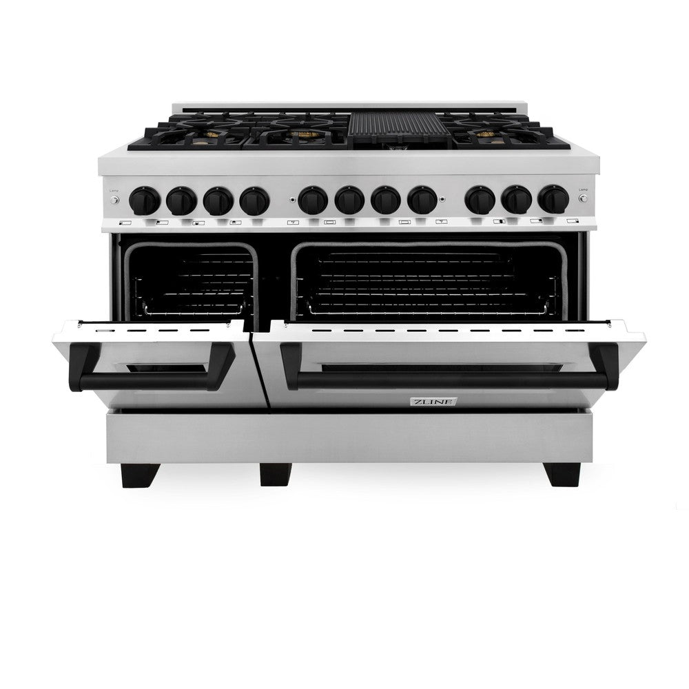 ZLINE Autograph Edition 48" 6.0 cu. ft. Dual Fuel Range with Gas Stove and Electric Oven in Stainless Steel with Accents (RAZ-48-MB)