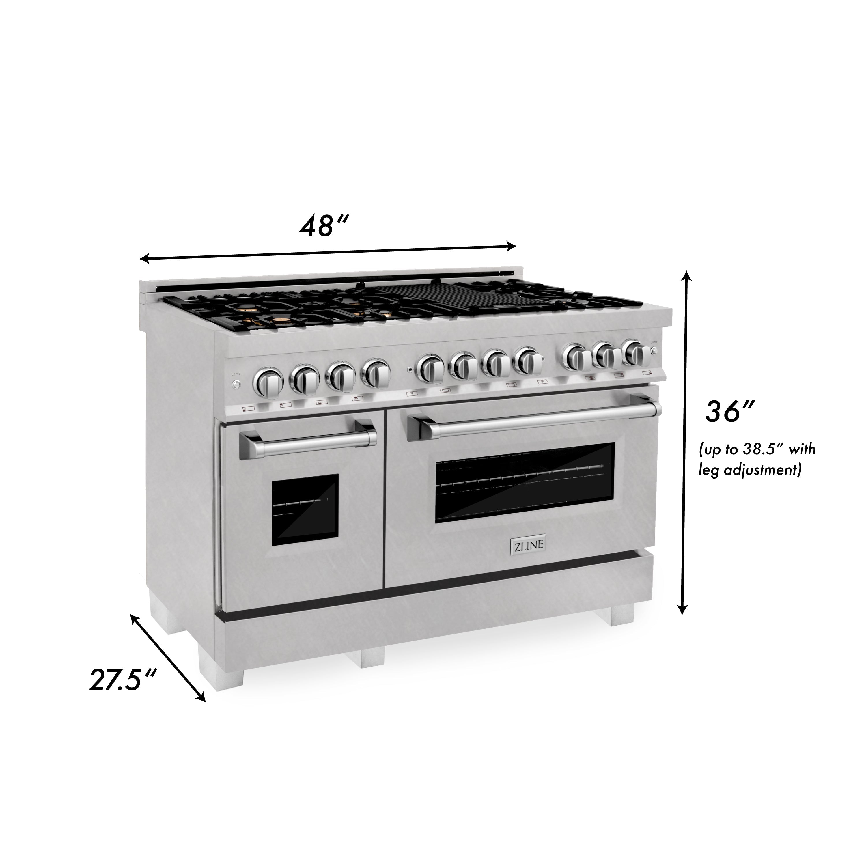 ZLINE 48" 6.0 cu. ft. Electric Oven and Gas Cooktop Dual Fuel Range with Griddle and Brass Burners in Fingerprint Resistant Stainless (RAS-SN-BR-GR-48)