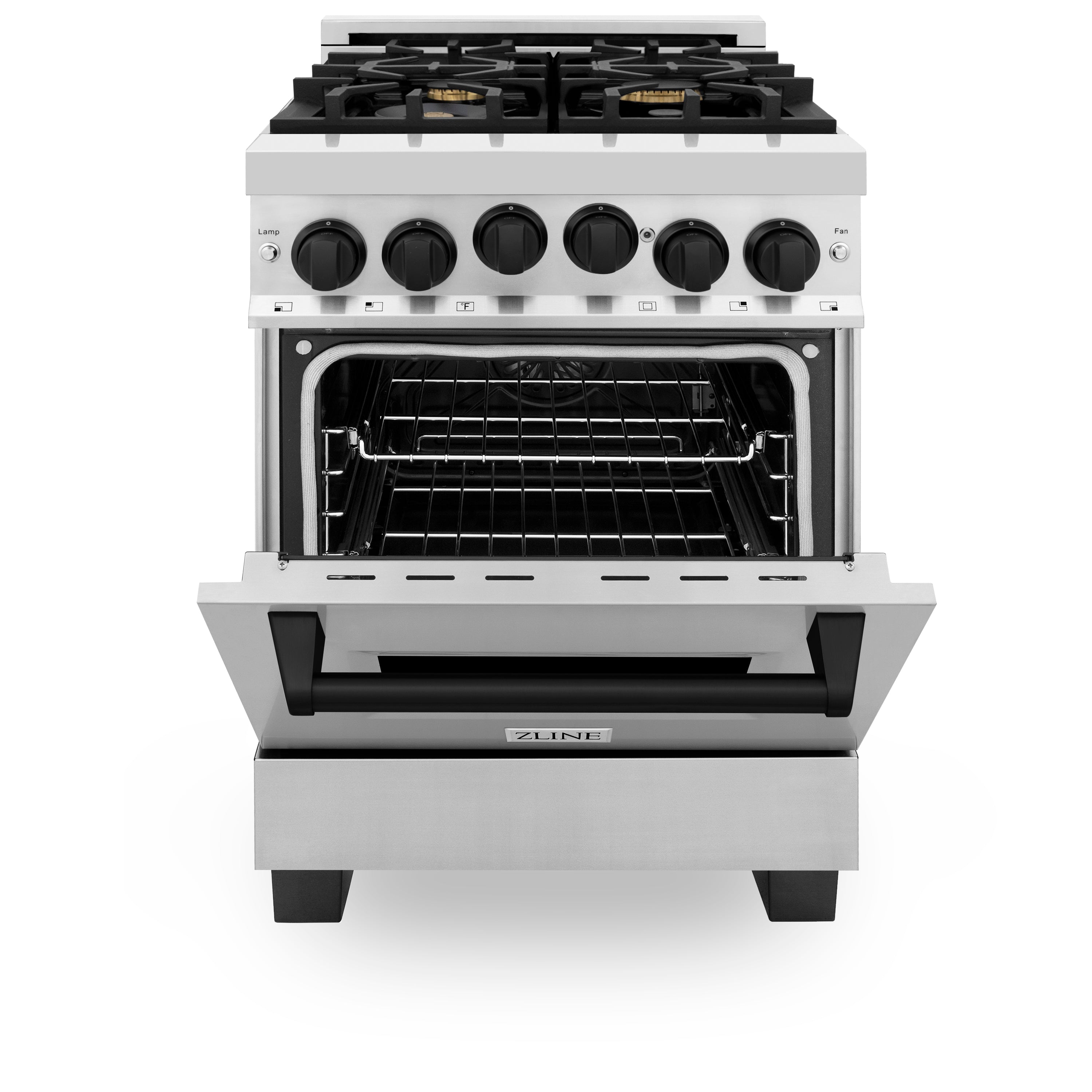 ZLINE Autograph Edition 24" 2.8 cu. ft. Range with Gas Stove and Gas Oven in Stainless Steel with Matte Black Accents (RGZ-24-MB)