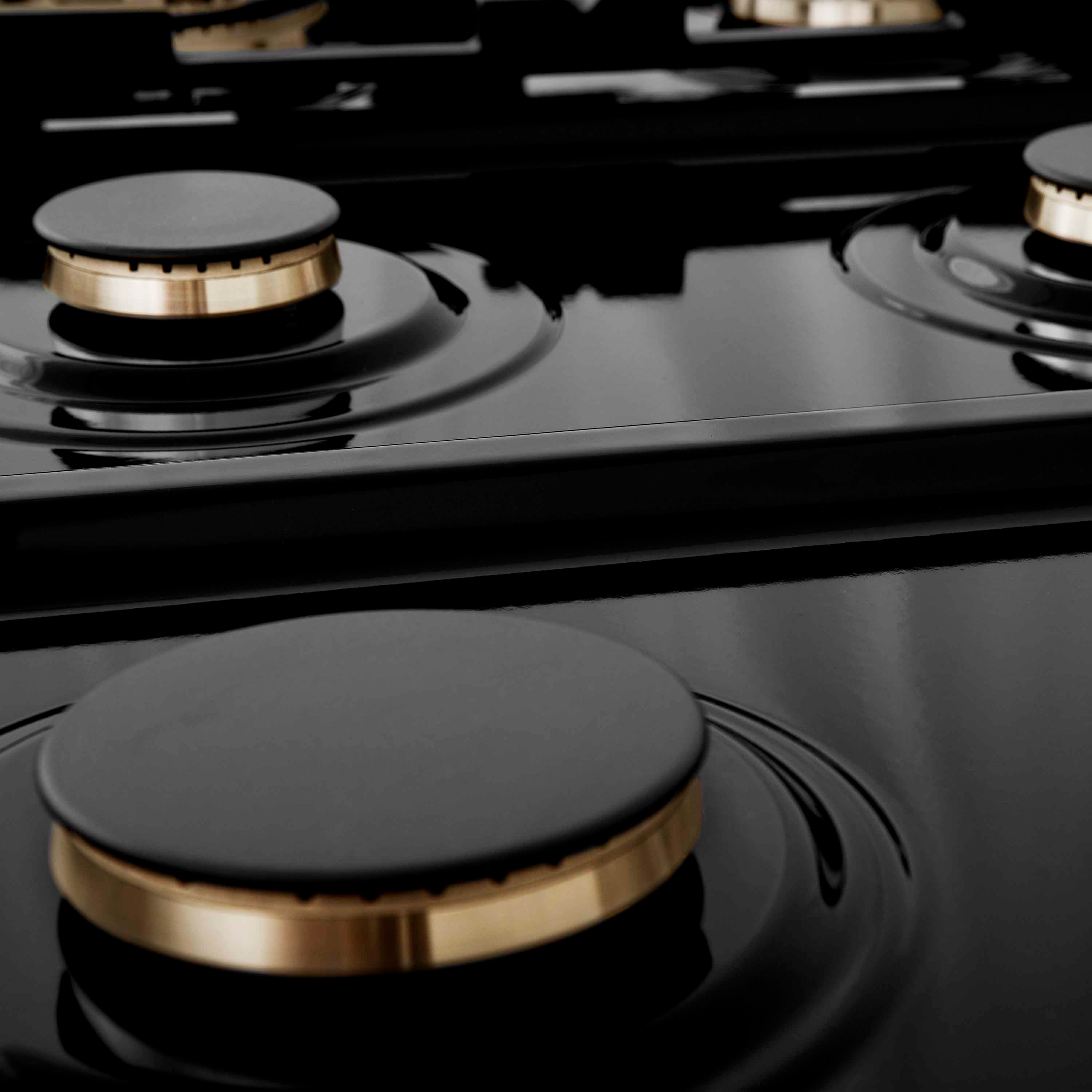 ZLINE Autograph Edition 36" Porcelain Rangetop with 6 Gas Burners in Stainless Steel and Champagne Bronze Accents (RTZ-36-CB)