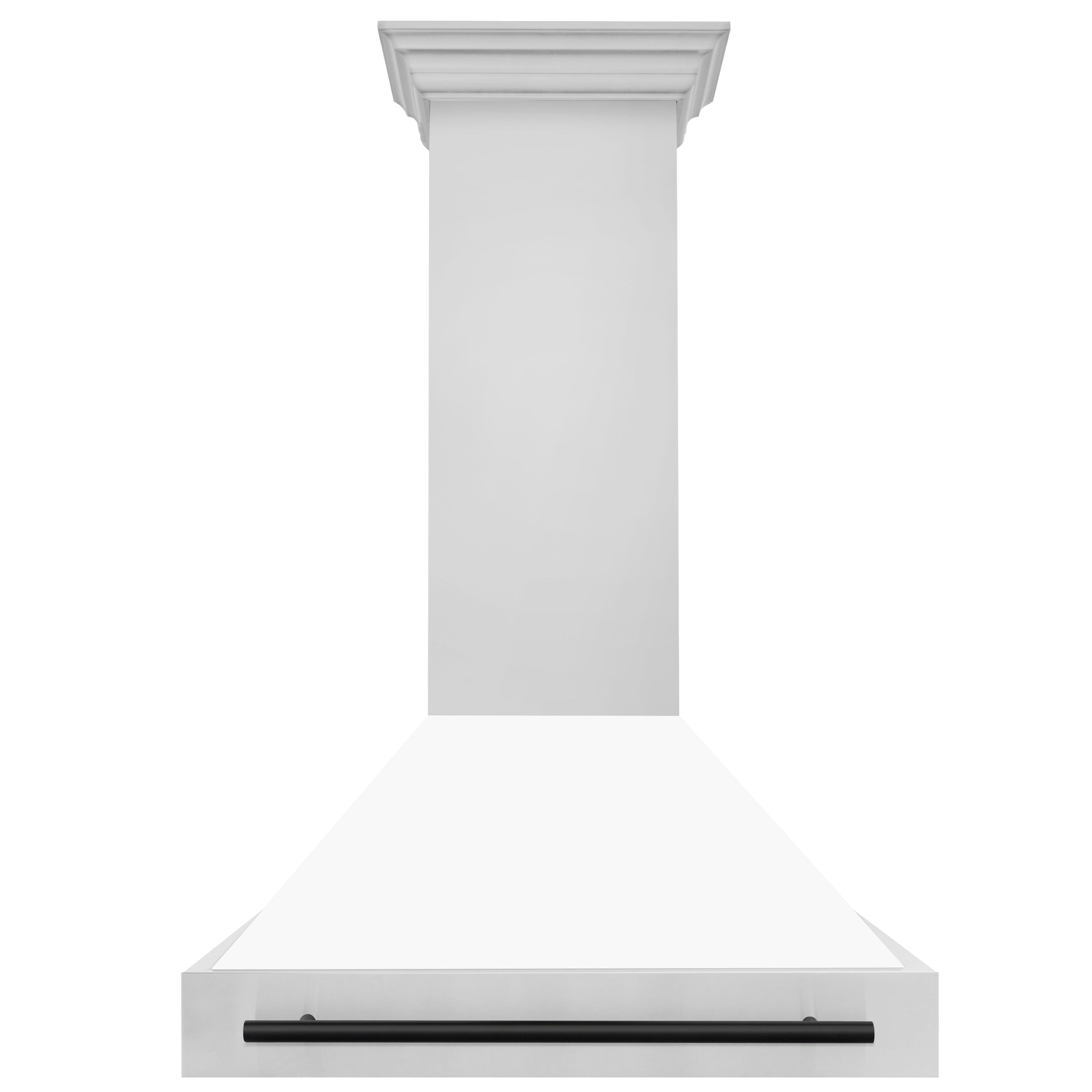 36" ZLINE Autograph Edition Stainless Steel Range Hood with White Matte Shell and Matte Black Handle (8654STZ-WM36-MB)