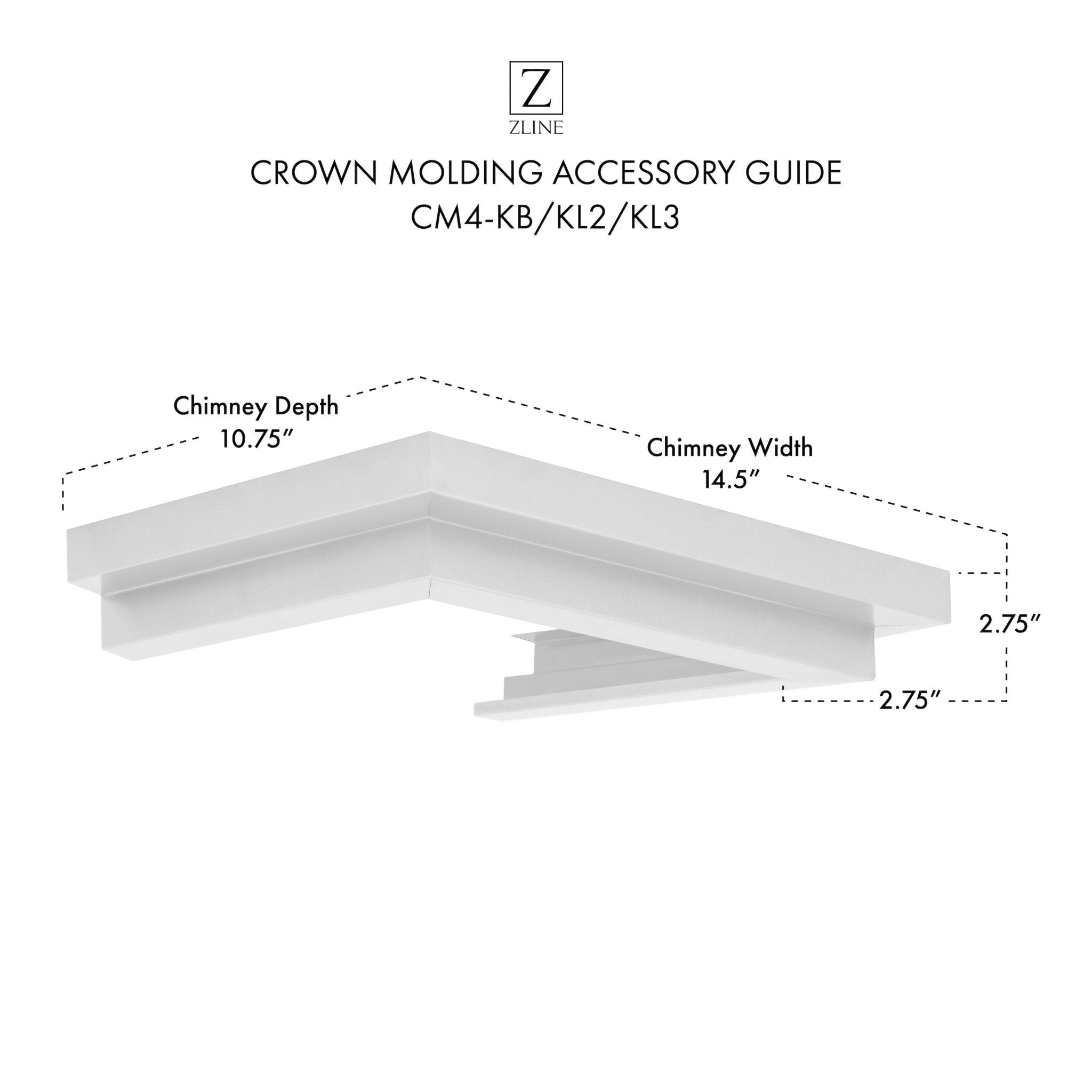 ZLINE Crown Molding Profile 4 for Wall Mount Range Hood (CM4-KB/KL2/KL3)