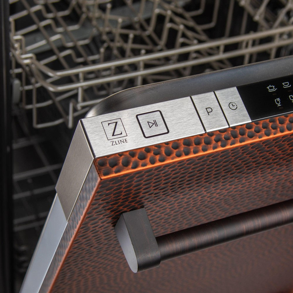 ZLINE 18 in. Compact Copper Top Control Built-In Dishwasher with Stainless Steel Tub and Traditional Style Handle, 52dBa