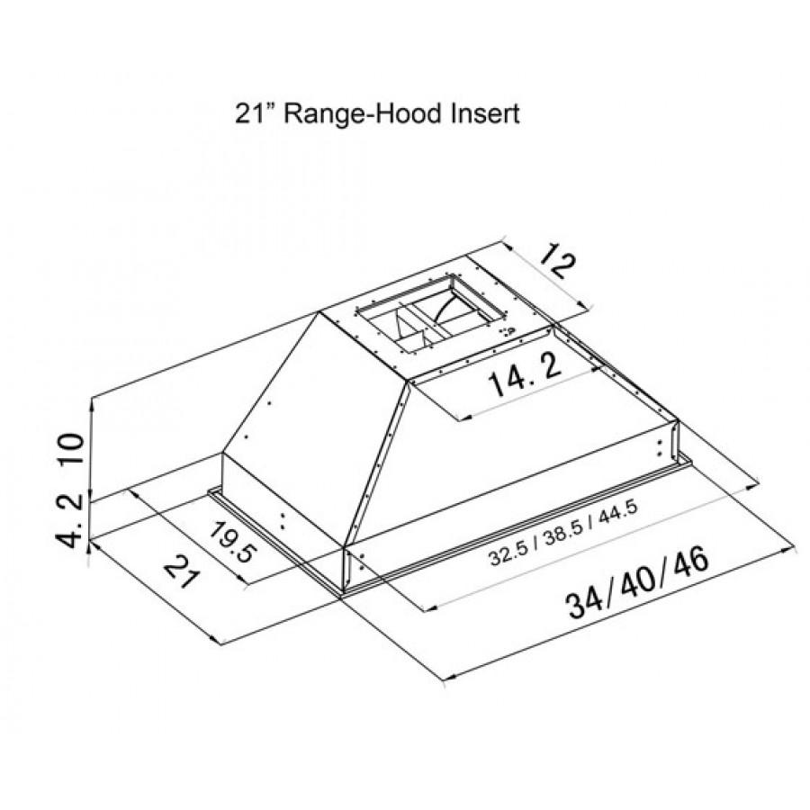 ZLINE 46" Ducted Wall Mount Range Hood Insert in Outdoor Approved Stainless Steel (721-304-46)