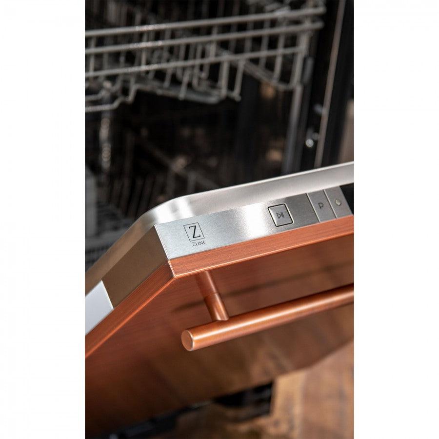 ZLINE 24 in. Copper Top Control Dishwasher with Stainless Steel Tub and Modern Style Handle, 52dBa (DW-C-24)