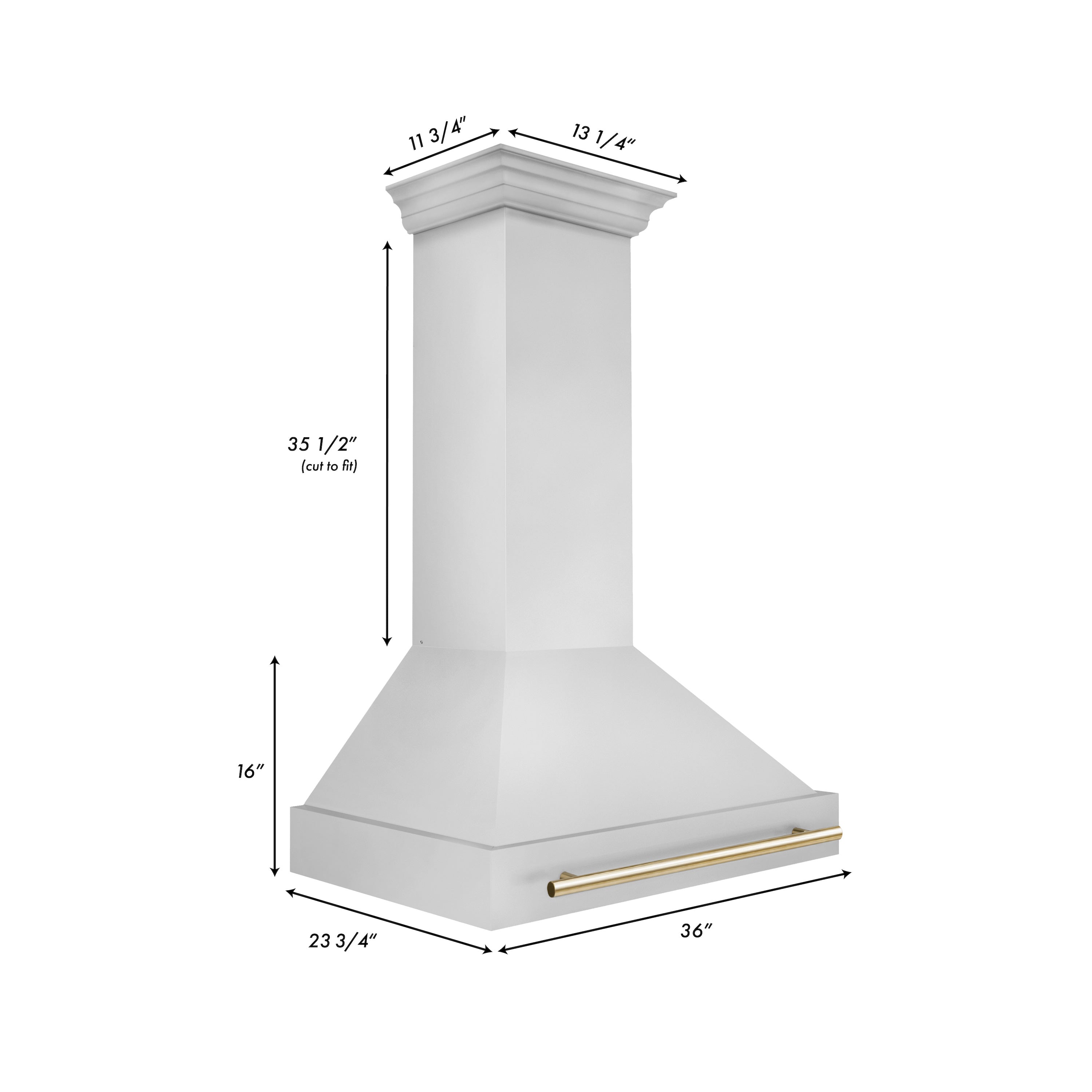 ZLINE 36" Autograph Edition Stainless Steel Range Hood with Stainless Steel Shell and Gold Handle (8654STZ-36-G)