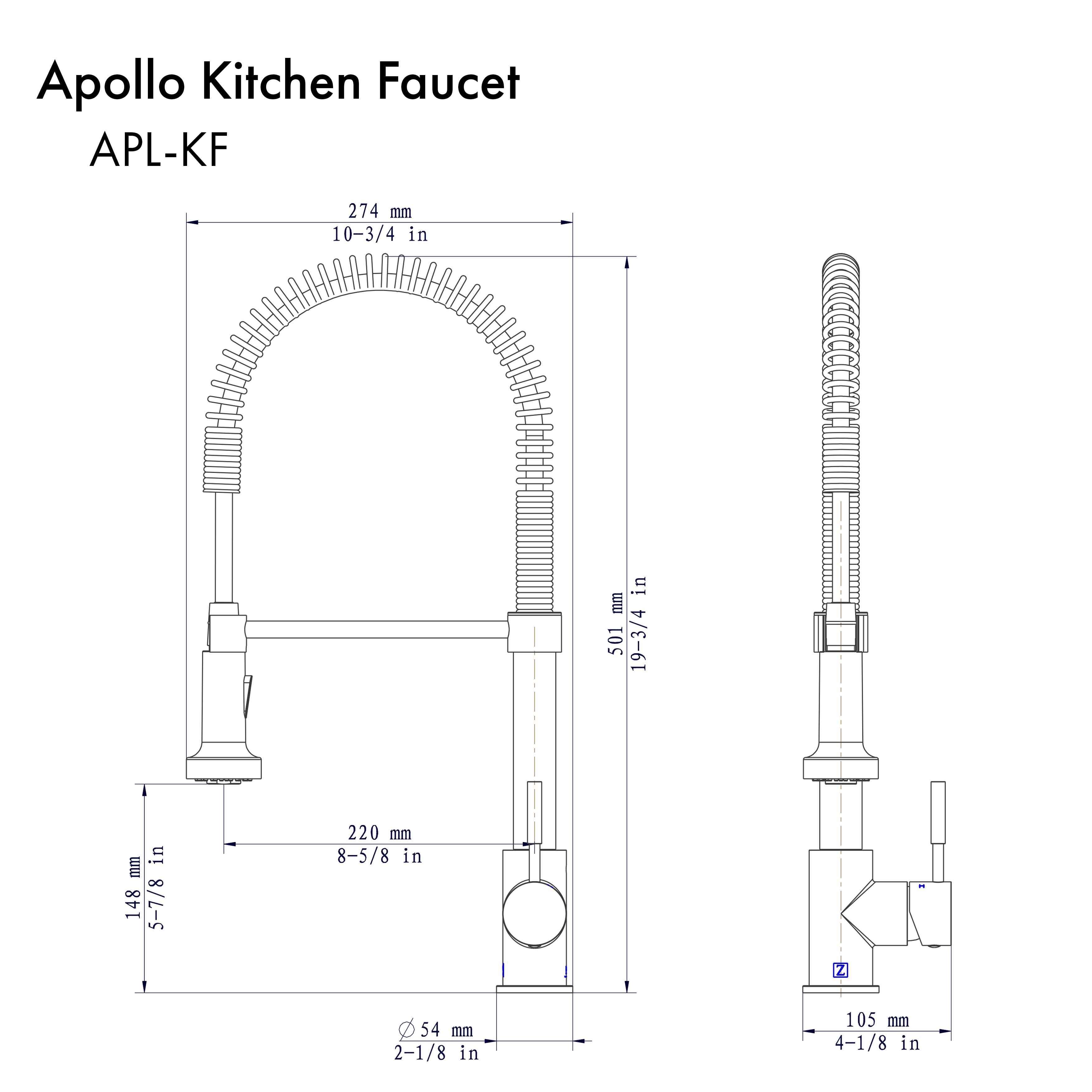 ZLINE Apollo Kitchen Faucet in Brushed Nickel (APL-KF-BN)