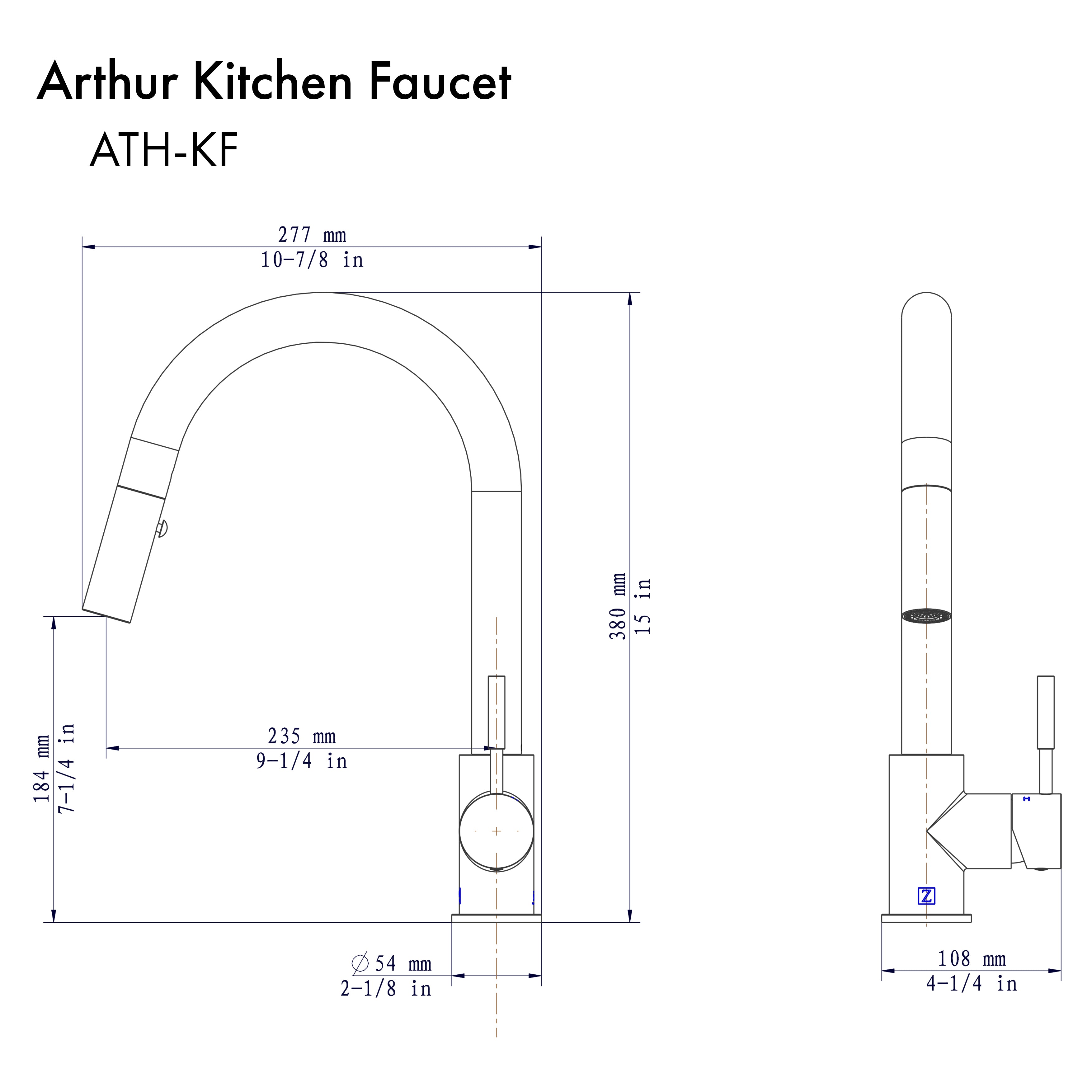 ZLINE Arthur Kitchen Faucet in Matte Black (ATH-KF-MB)