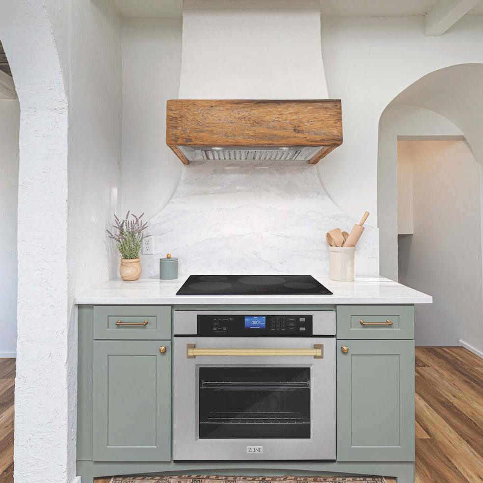 ZLINE 30" Autograph Edition Single Wall Oven with Self Clean and True Convection in Fingerprint Resistant Stainless Steel and Champagne Bronze (AWSSZ-30-CB)