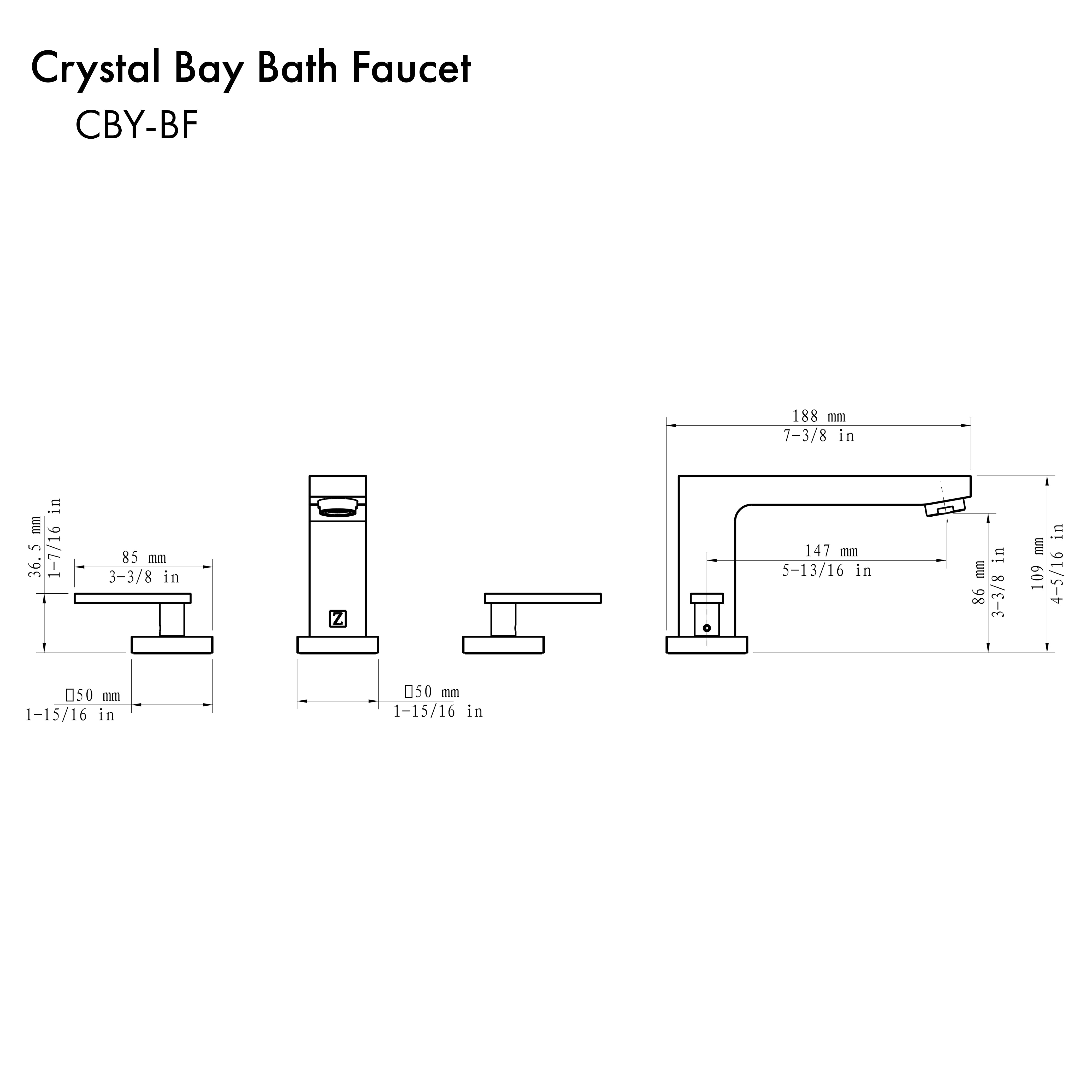 ZLINE Crystal Bay Bath Faucet with Color Options (CBY-BF-PG)