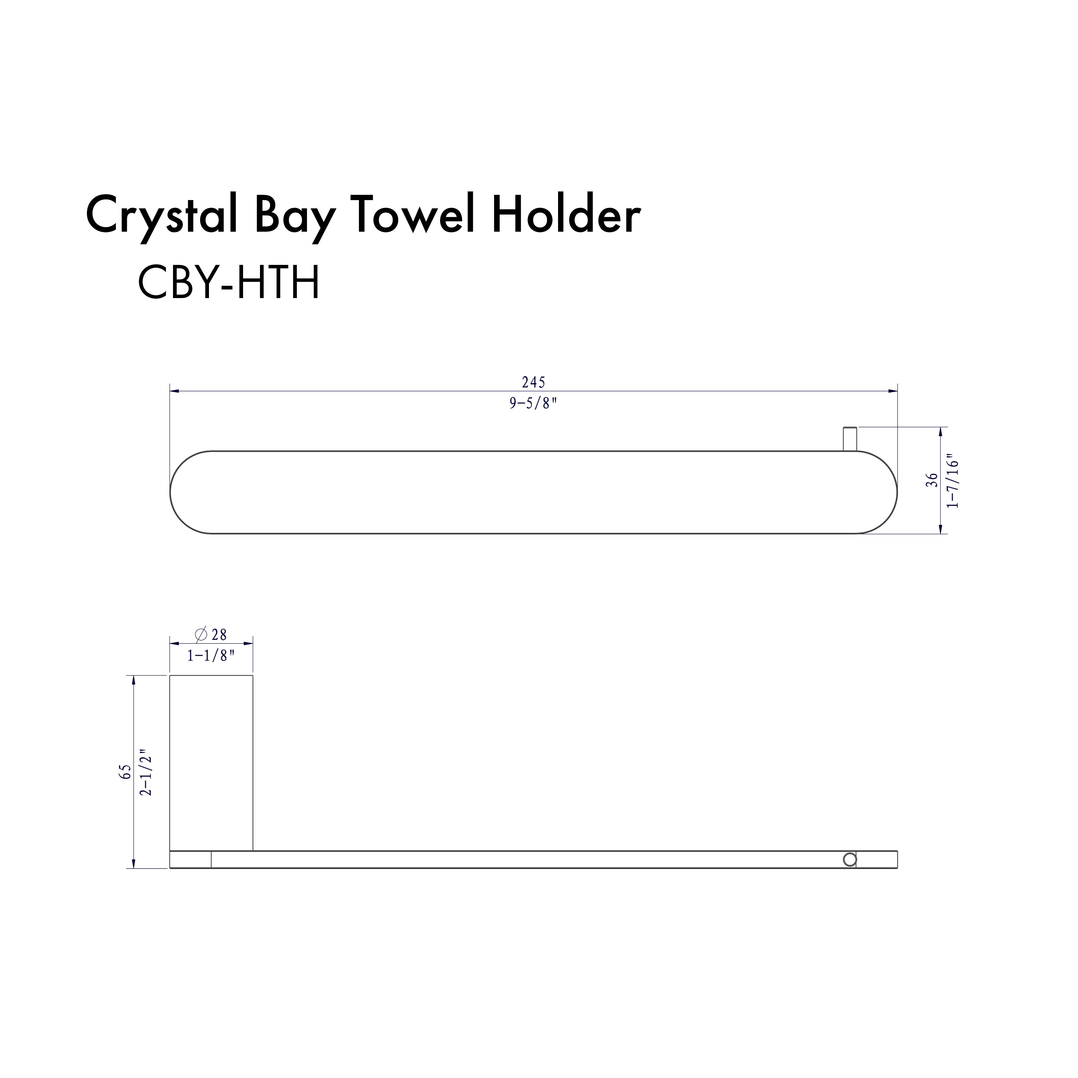 ZLINE Crystal Bay Towel Holder in Matte Black (CBY-HTH-MB)