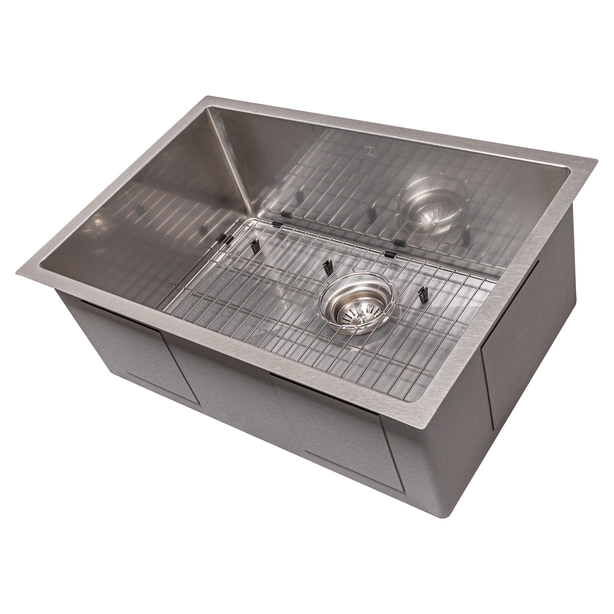 ZLINE 27" Meribel Undermount Single Bowl Fingerprint Resistant Stainless Steel Kitchen Sink with Bottom Grid (SRS-27S)
