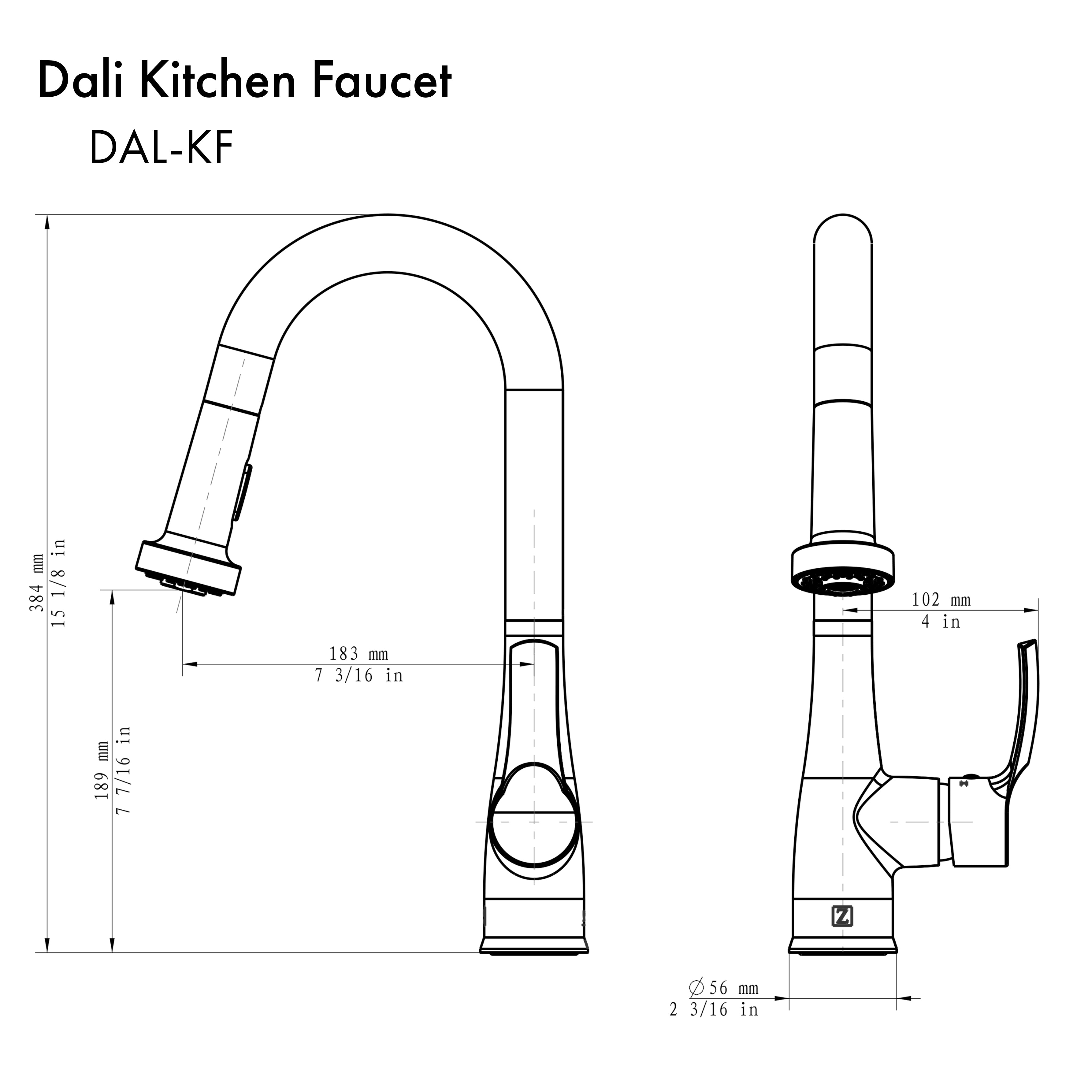 ZLINE Dali Kitchen Faucet in Matte Black (DAL-KF-MB)