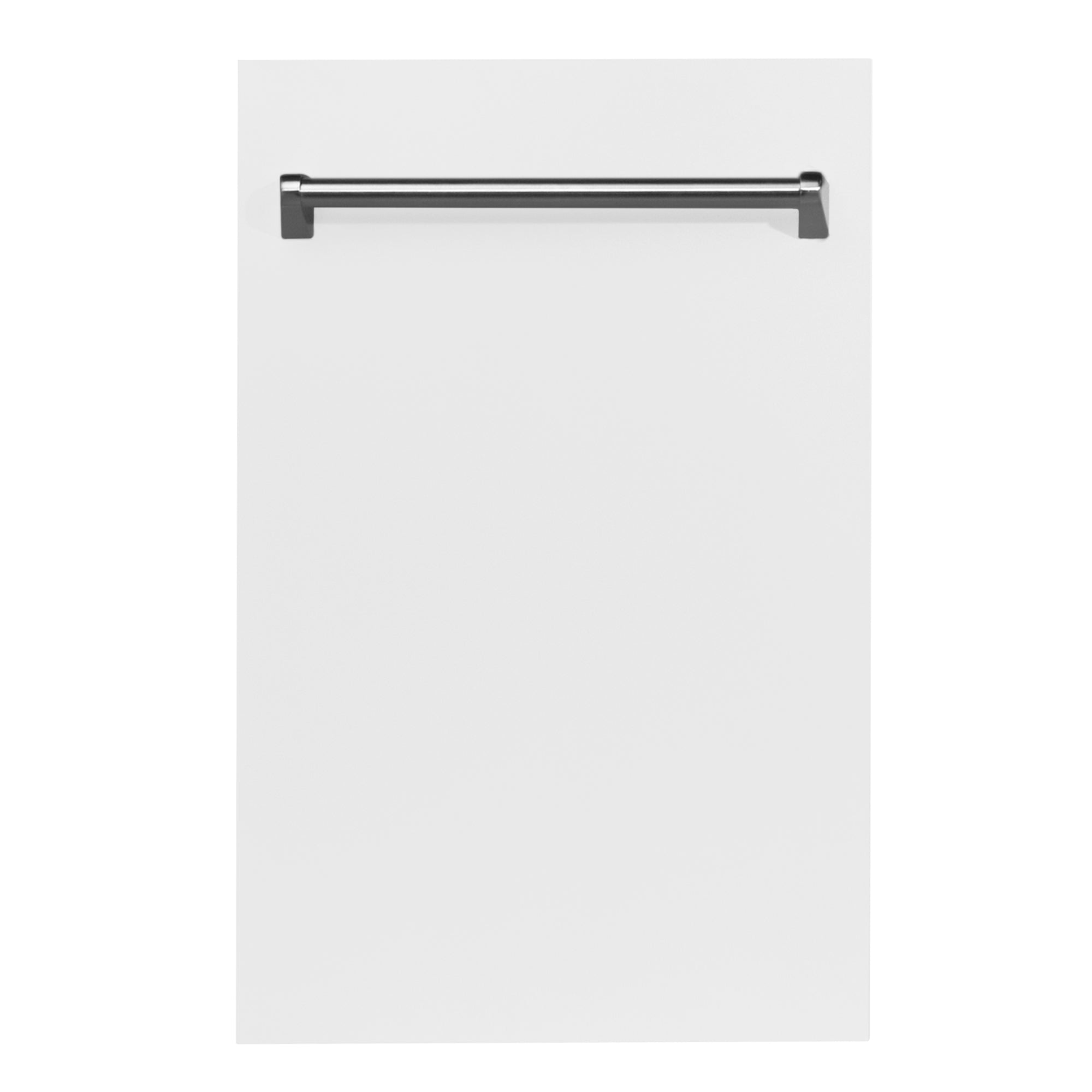 ZLINE 18 in. Compact White Matte Top Control Built-In Dishwasher with Stainless Steel Tub and Traditional Style Handle, 52dBa