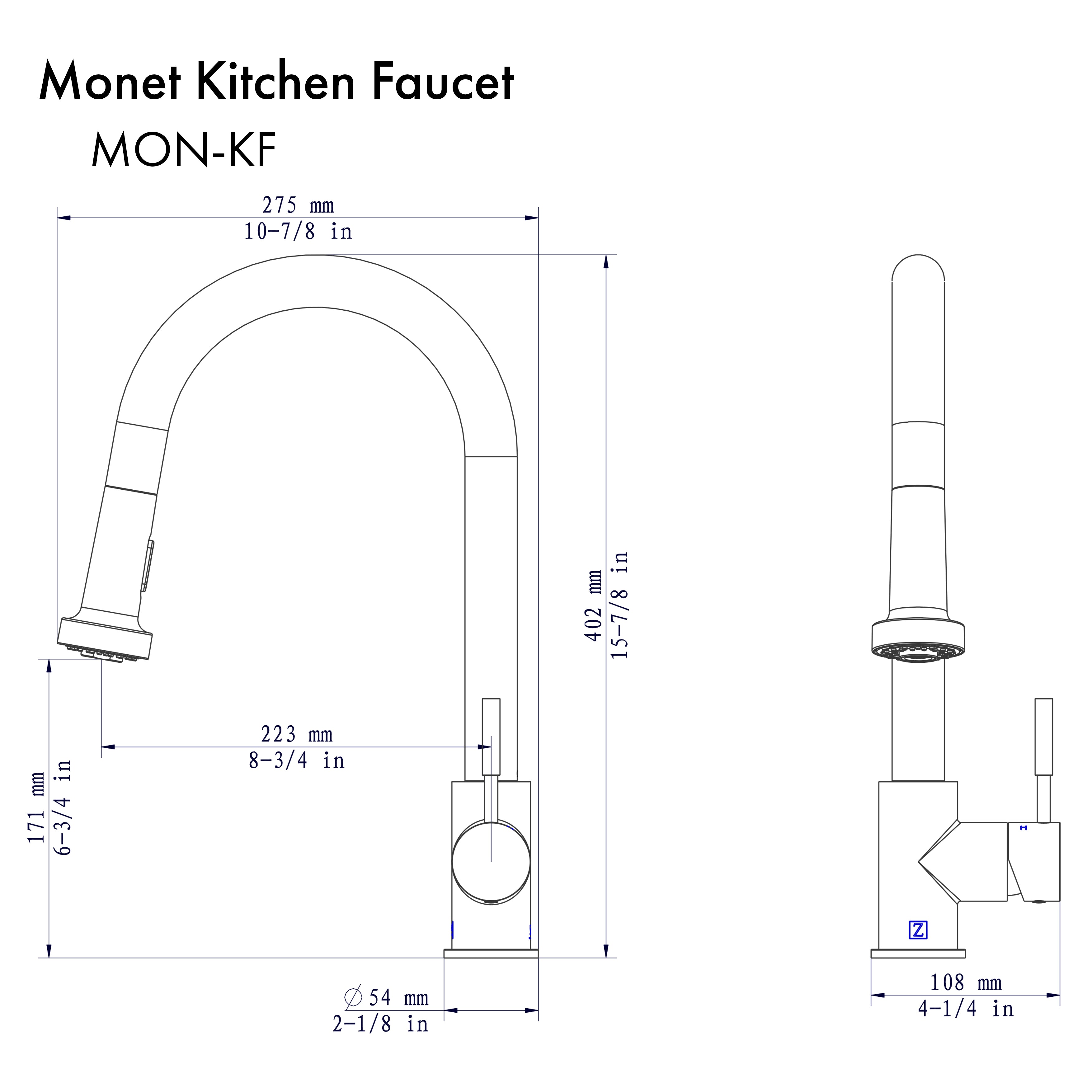 ZLINE Monet Kitchen Faucet in Brushed Nickel (MON-KF-BN)