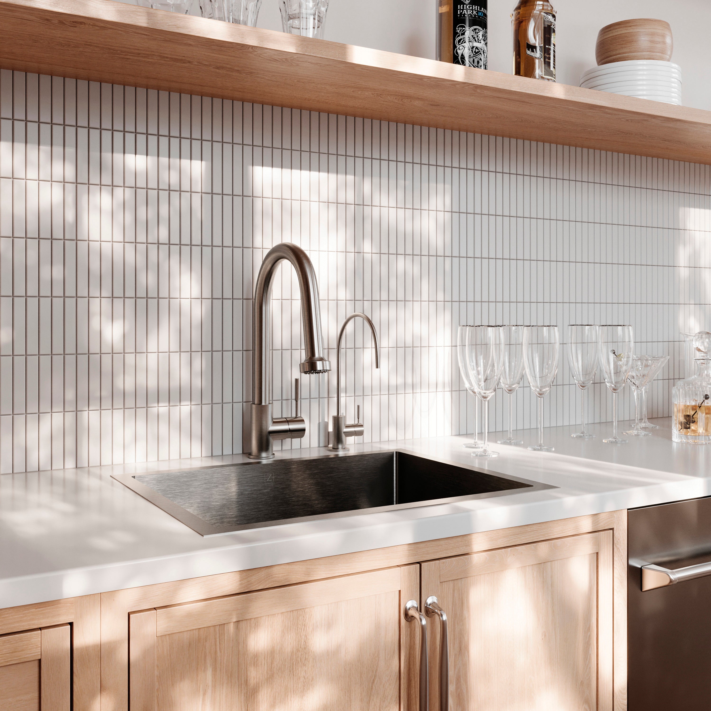 ZLINE 23" Meribel Undermount Single Bowl Stainless Steel Kitchen Sink with Bottom Grid (SRS-23)