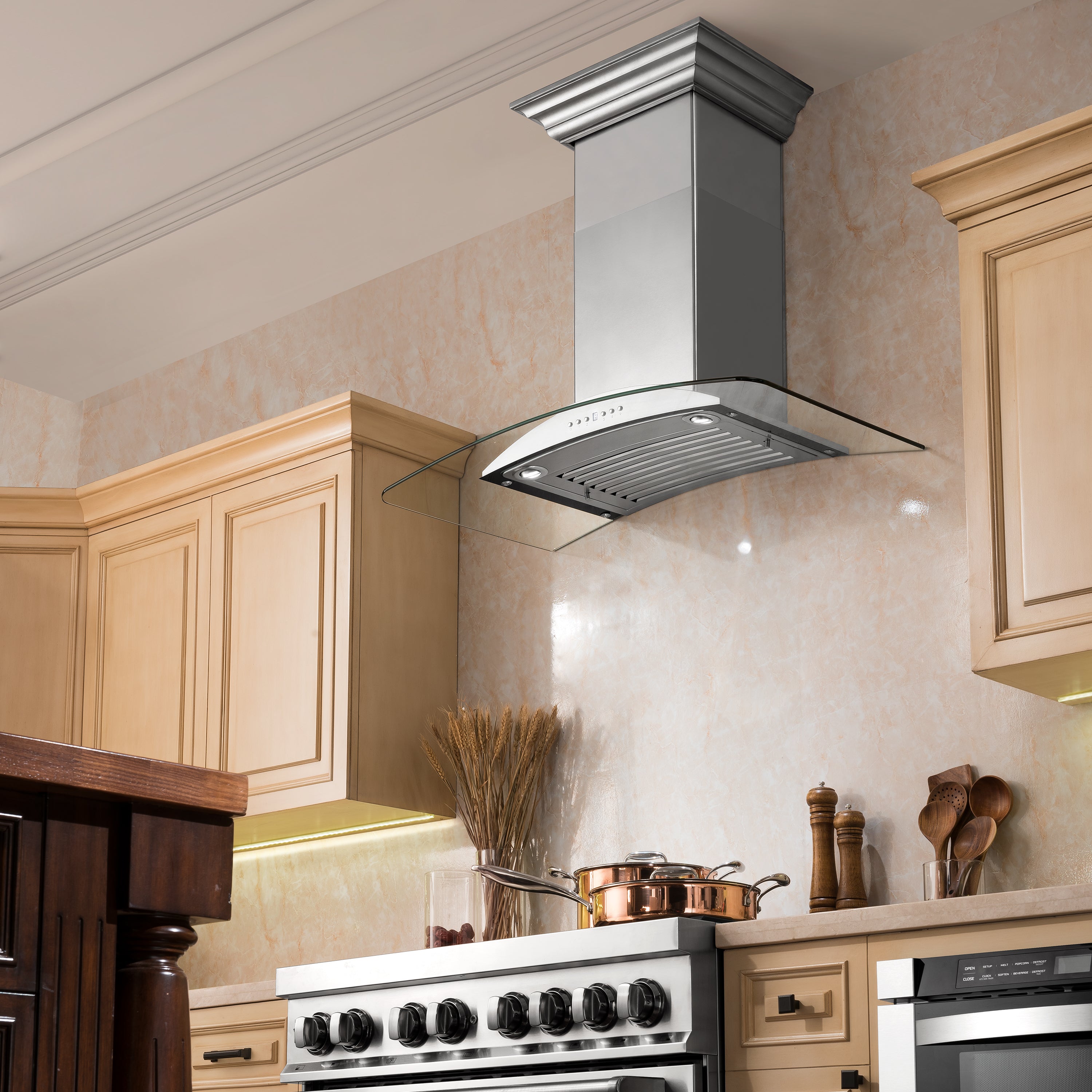 36" ZLINE CrownSound‚Äö Ducted Vent Wall Mount Range Hood in Stainless Steel with Built-in Bluetooth Speakers (KNCRN-BT-36)