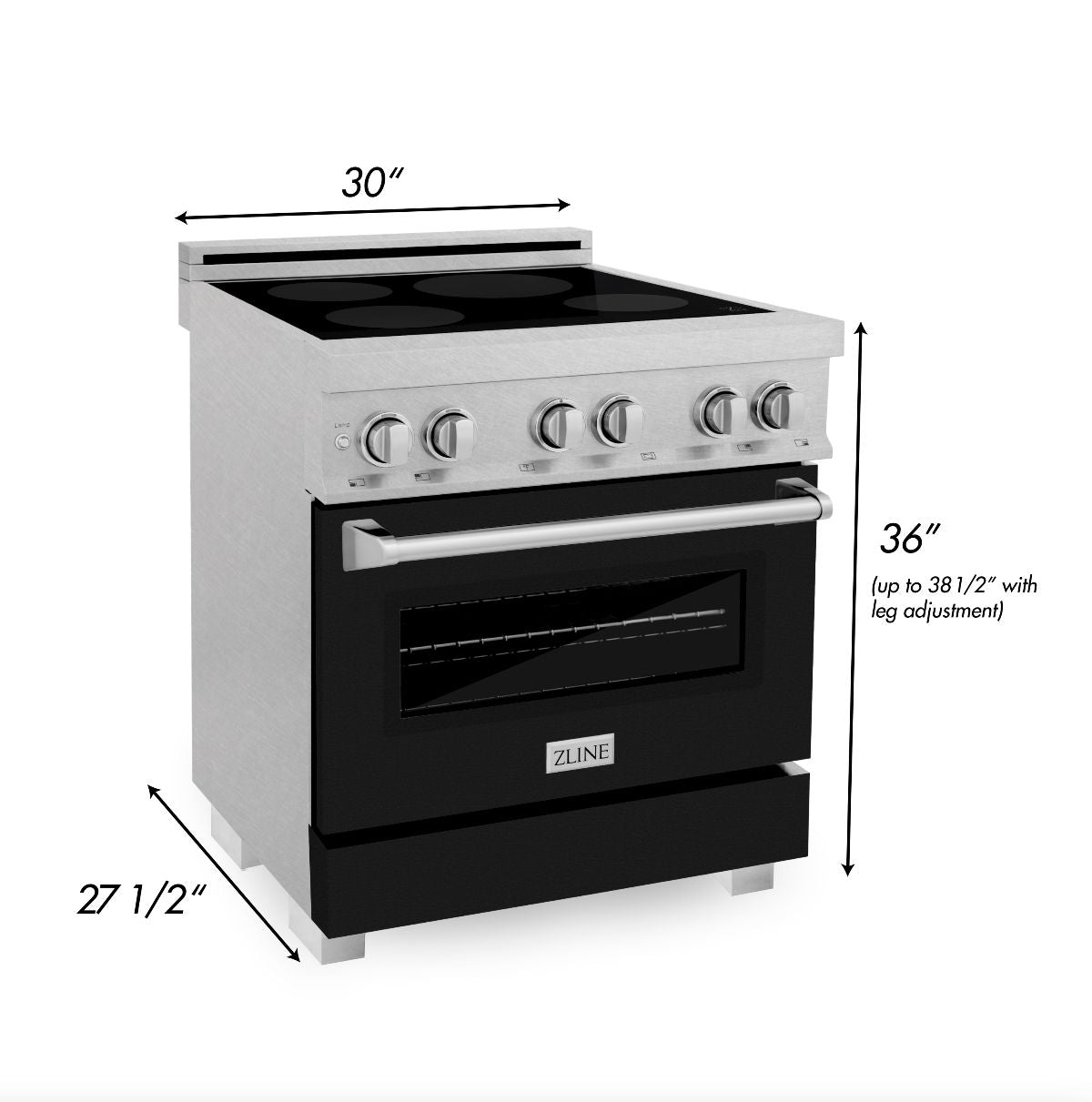 ZLINE 30" 4.0 cu. ft. Induction Range with a 4 Element Stove and Electric Oven in Black Matte (RAINDS-BLM-30)