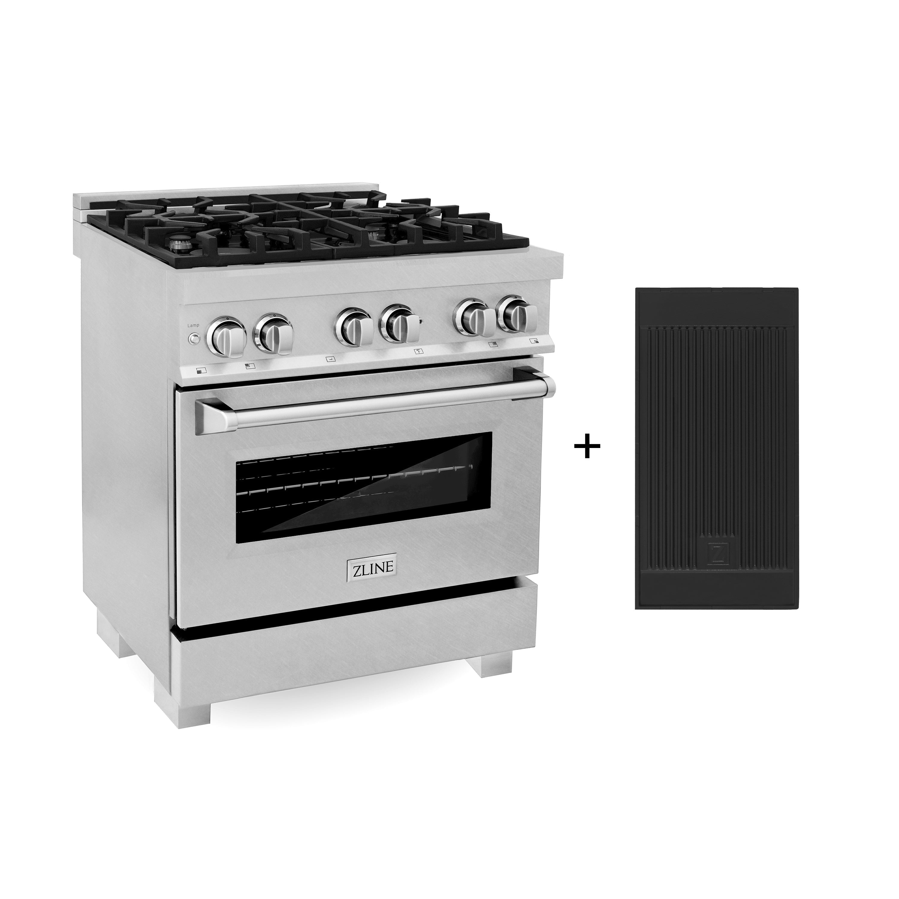 ZLINE 30" 4.0 cu. ft. Electric Oven and Gas Cooktop Dual Fuel Range with Griddle in Fingerprint Resistant Stainless (RAS-SN-GR-30)