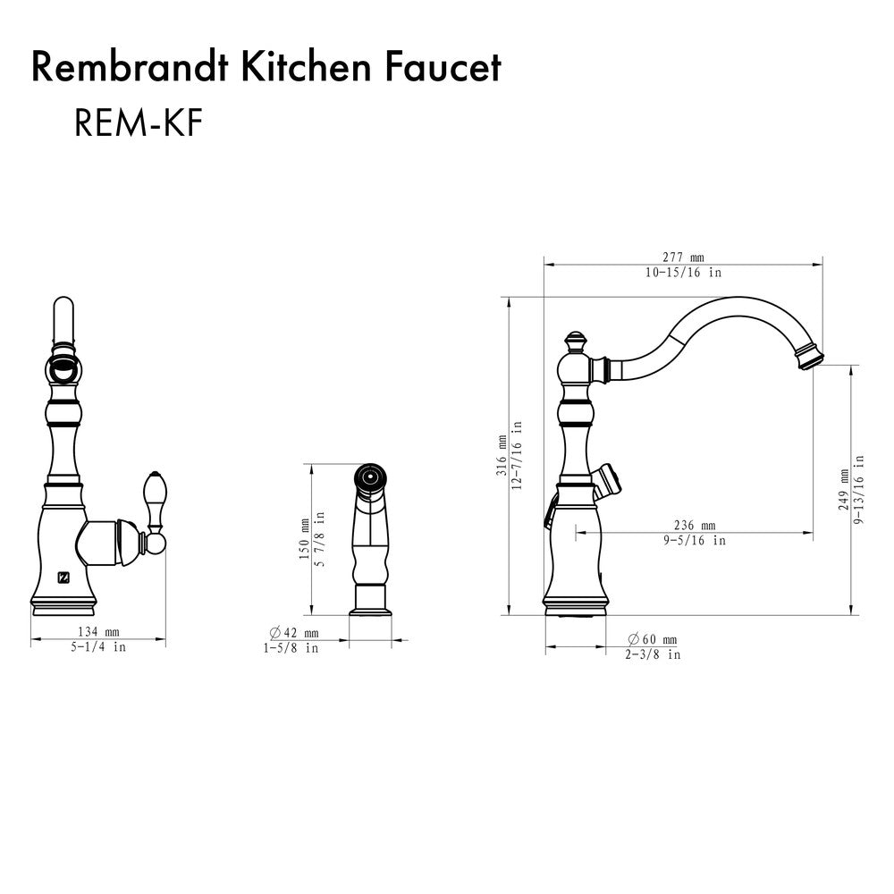 ZLINE Rembrandt Kitchen Faucet in Polished Gold (REM-KF-PG)