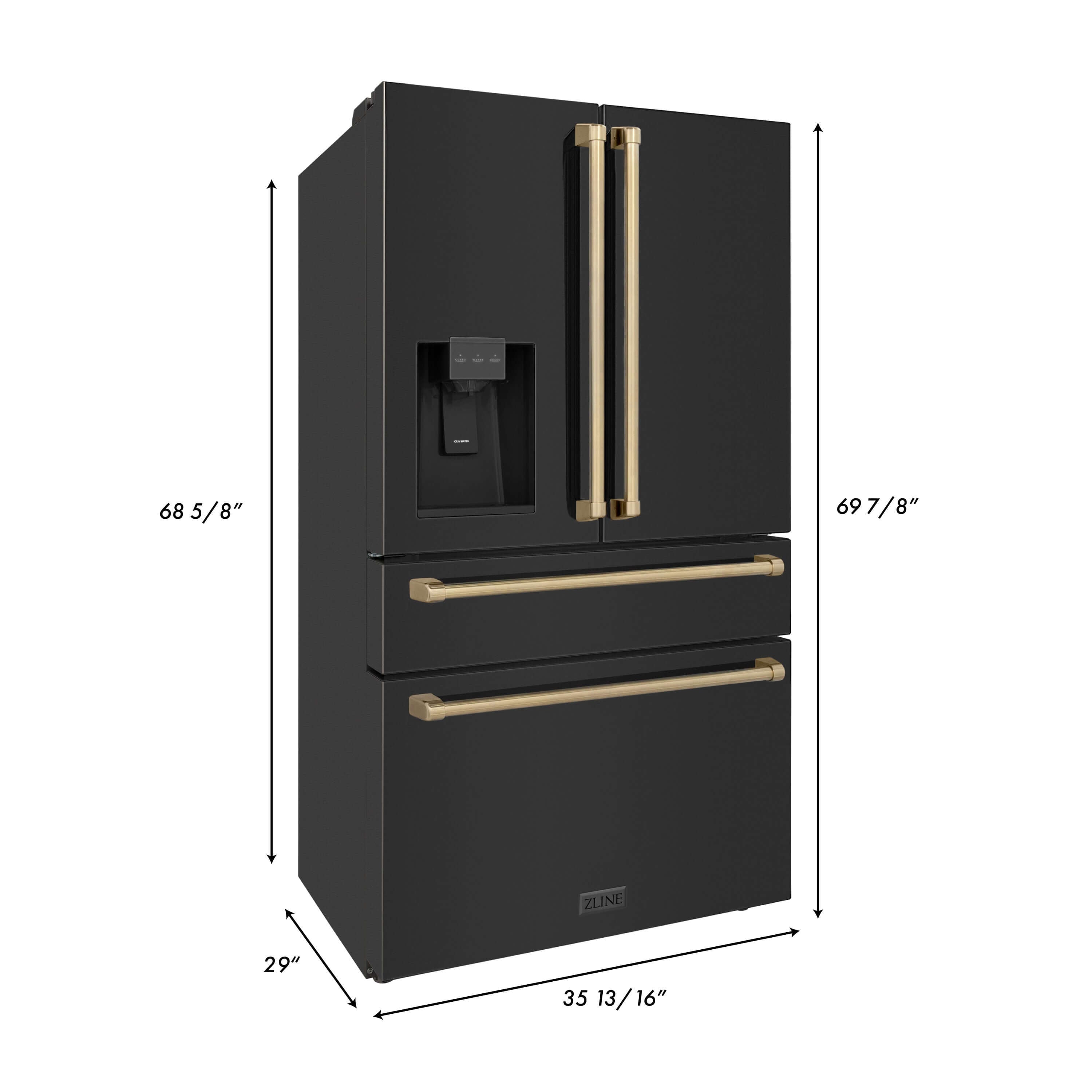 ZLINE 30" Autograph Edition Kitchen Package with Black Stainless Steel Dual Fuel Range, Range Hood, Dishwasher and Refrigeration with Champagne Bronze Accents (4AKPR-RABRHDWV30-CB)