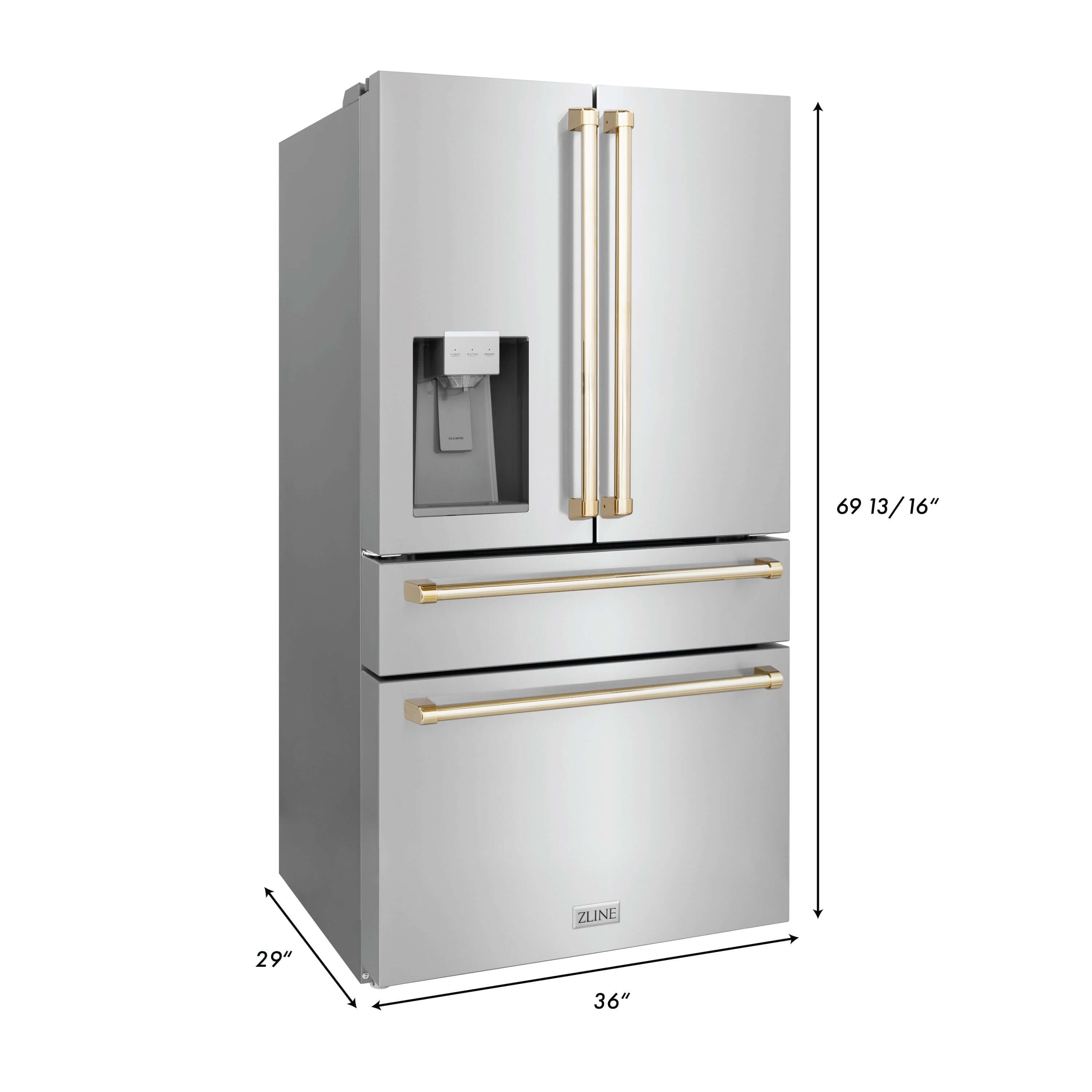 ZLINE 30" Autograph Edition Kitchen Package with Stainless Steel Dual Fuel Range, Range Hood, Dishwasher and Refrigeration with Gold Accents (4AKPR-RARHDWM30-G)
