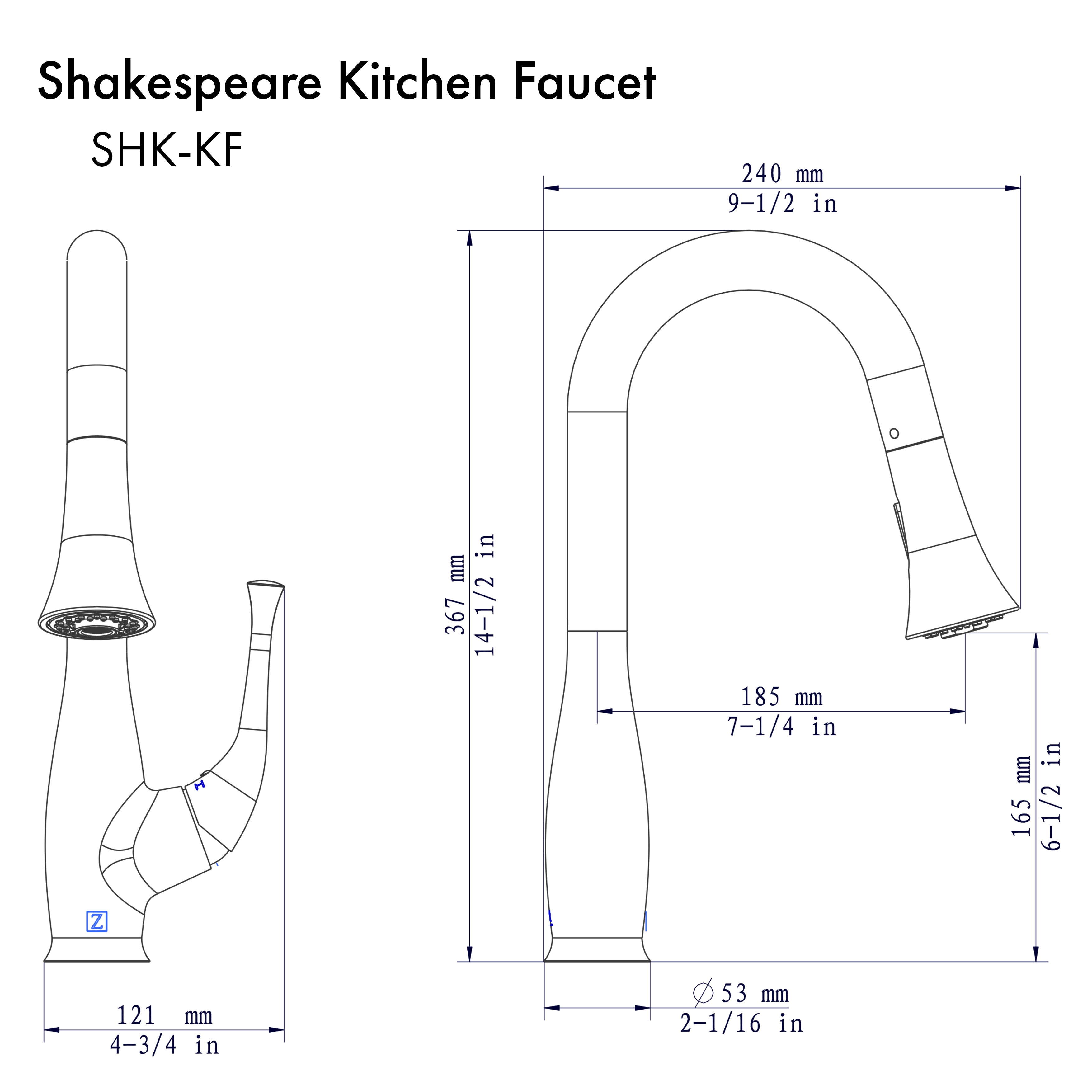 ZLINE Shakespeare Kitchen Faucet in Chrome (SHK-KF-CH)