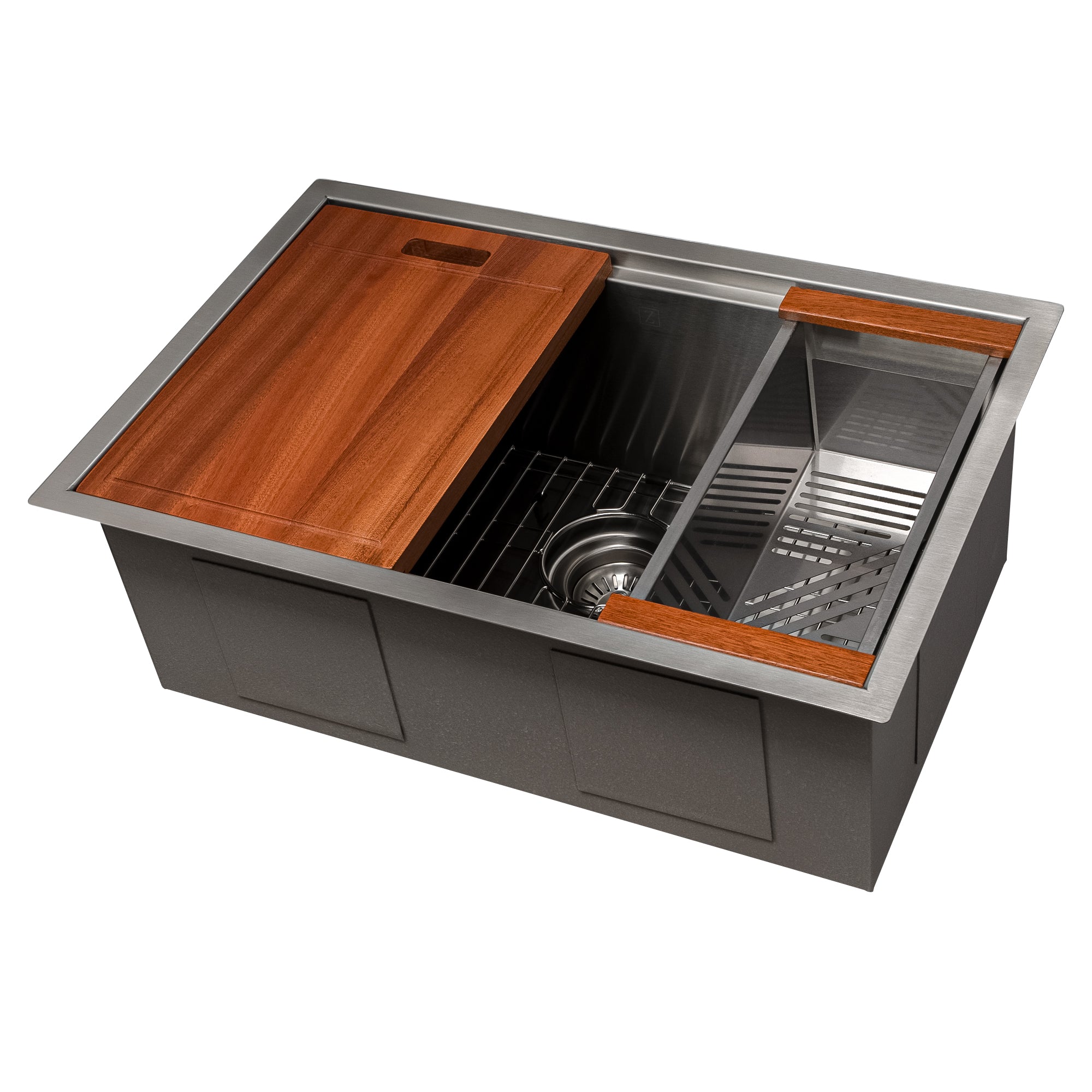 ZLINE 27" Garmisch Undermount Single Bowl Stainless Steel Kitchen Sink with Bottom Grid and Accessories (SLS-27)