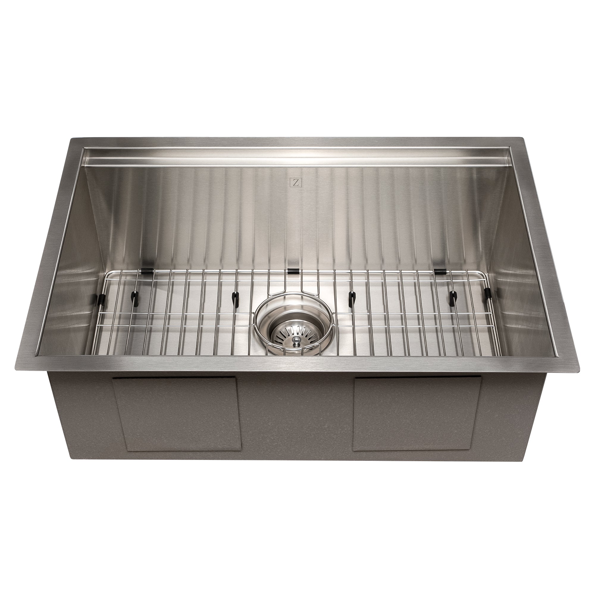 ZLINE 27" Garmisch Undermount Single Bowl Stainless Steel Kitchen Sink with Bottom Grid and Accessories (SLS-27)