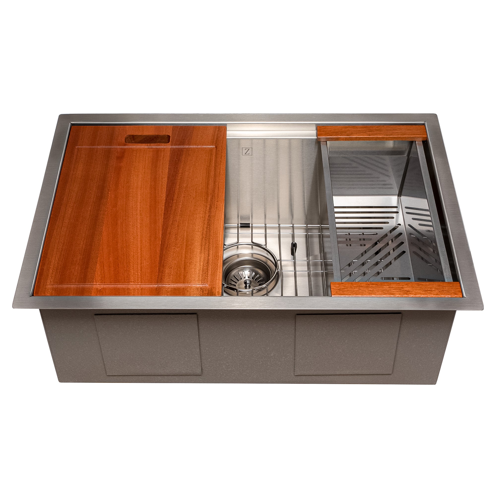 ZLINE 27" Garmisch Undermount Single Bowl Stainless Steel Kitchen Sink with Bottom Grid and Accessories (SLS-27)