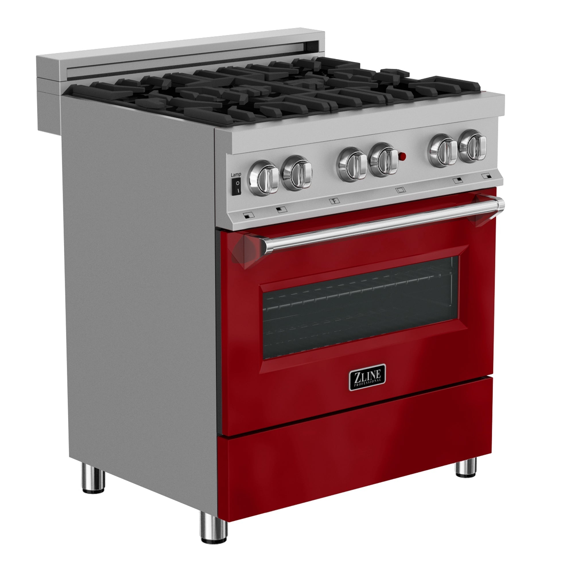 ZLINE 36" 4.6 cu. ft. Dual Fuel Range with Gas Stove and Electric Oven in Fingerprint Resistant Stainless Steel and Red Gloss Door (RAS-RG-36)