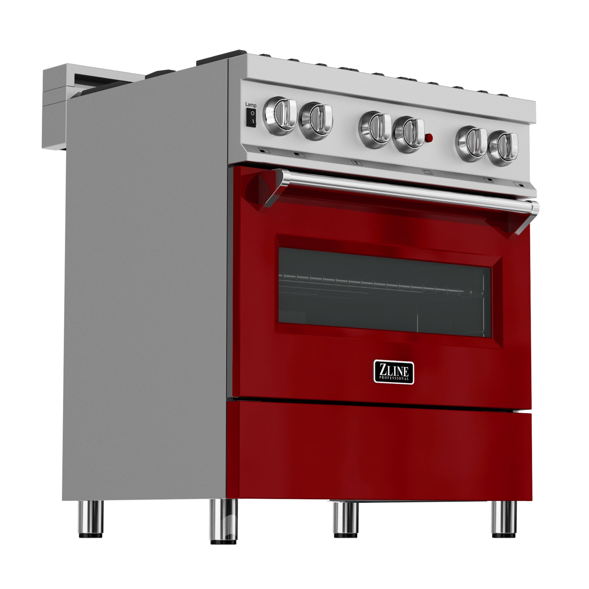 ZLINE 36" 4.6 cu. ft. Dual Fuel Range with Gas Stove and Electric Oven in Fingerprint Resistant Stainless Steel and Red Gloss Door (RAS-RG-36)