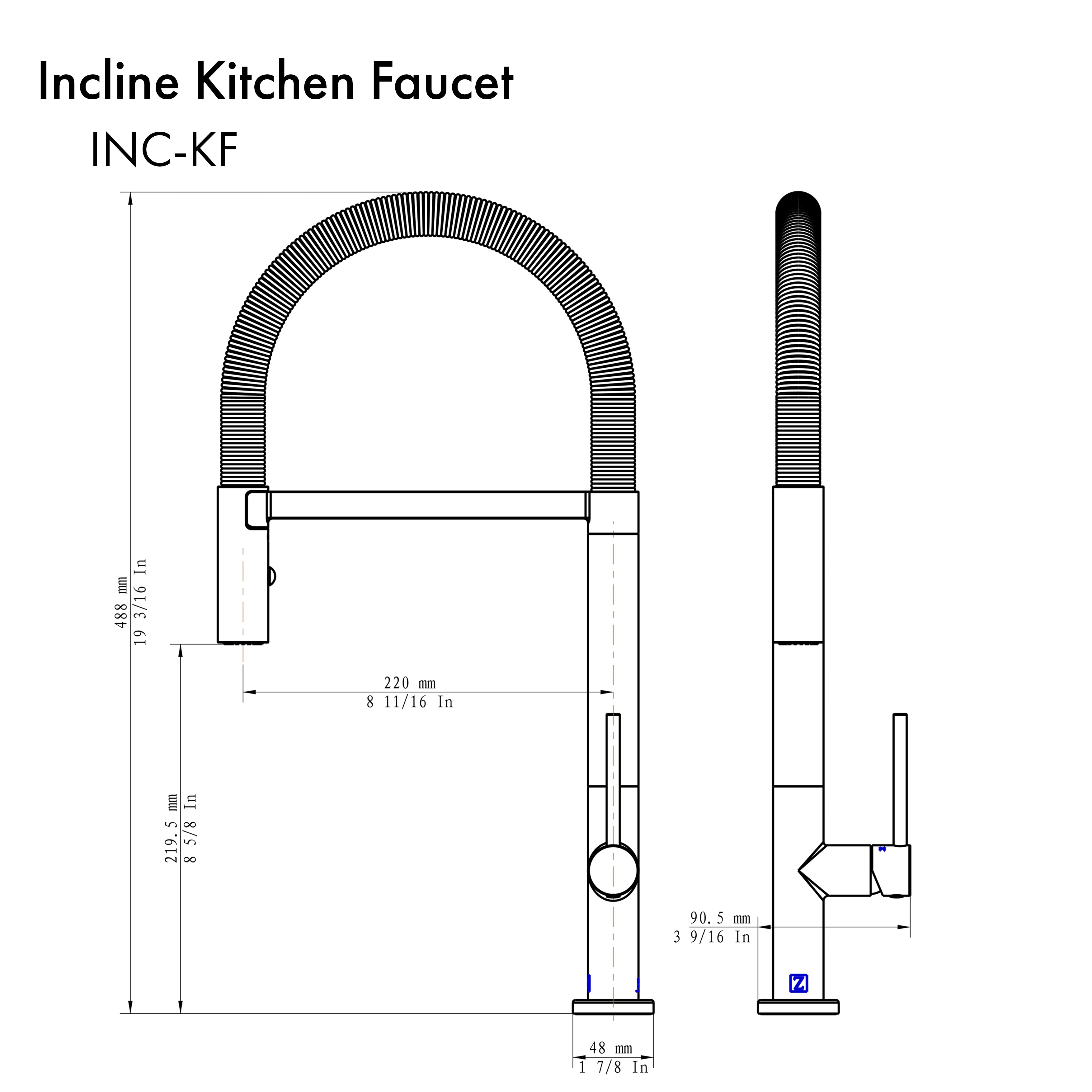 ZLINE Incline Kitchen Faucet in Matte Black (INC-KF-MB)