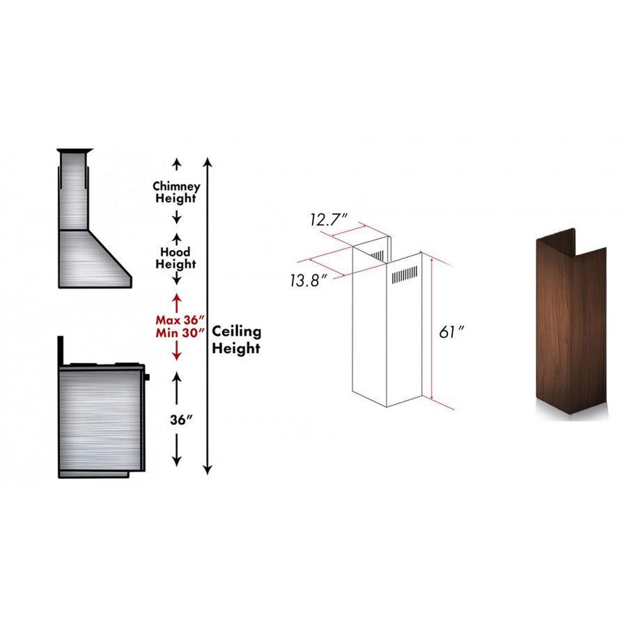 ZLINE 61" Wooden Chimney Extension for Ceilings up to 12.5 ft. (329AH-E)
