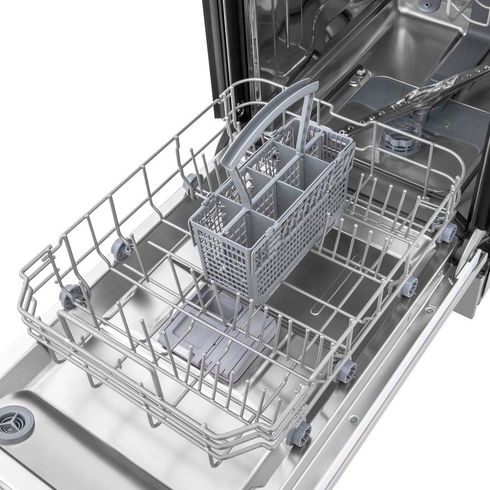 ZLINE 18 in. Compact Fingerprint Resistant Top Control Built-In Dishwasher with Stainless Steel Tub and Traditional Style Handle, 52dBa