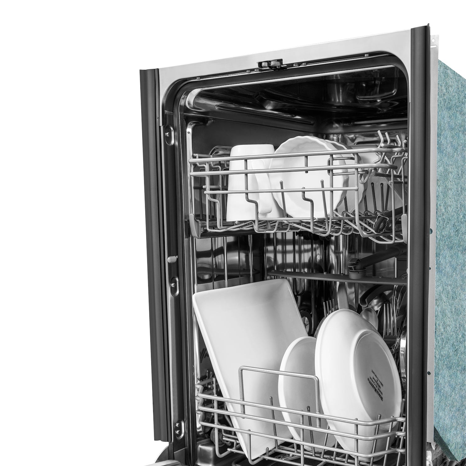 ZLINE 18 in. Compact Fingerprint Resistant Top Control Built-In Dishwasher with Stainless Steel Tub and Traditional Style Handle, 52dBa