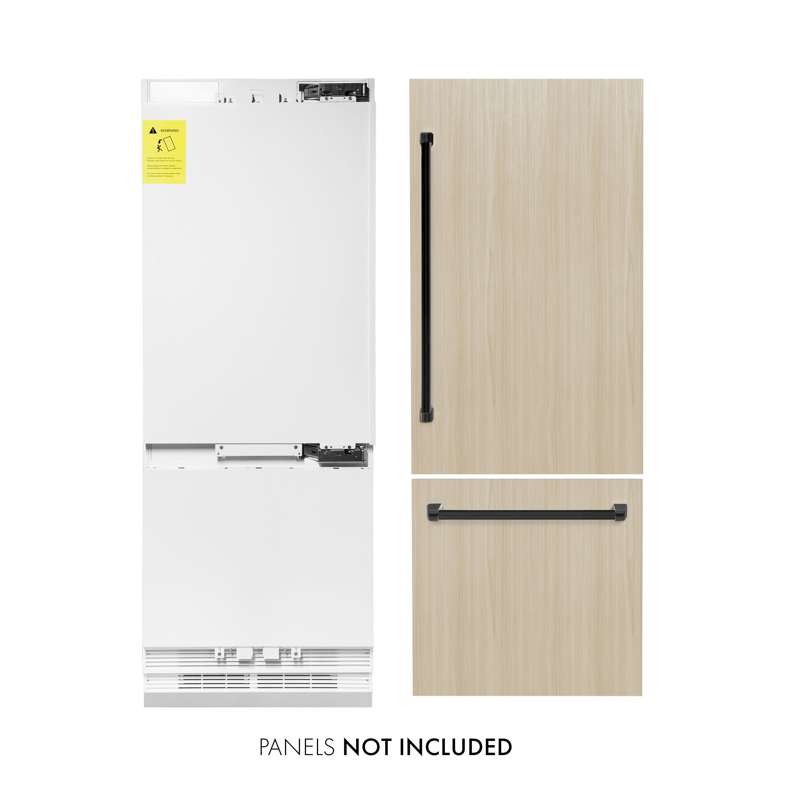 ZLINE Autograph Edition 30 in. 16.1 cu. ft. Panel Ready Built-in 2-Door Bottom Freezer Refrigerator with Internal Water and Ice Dispenser with Matte Black Handles (RBIVZ-30-MB)