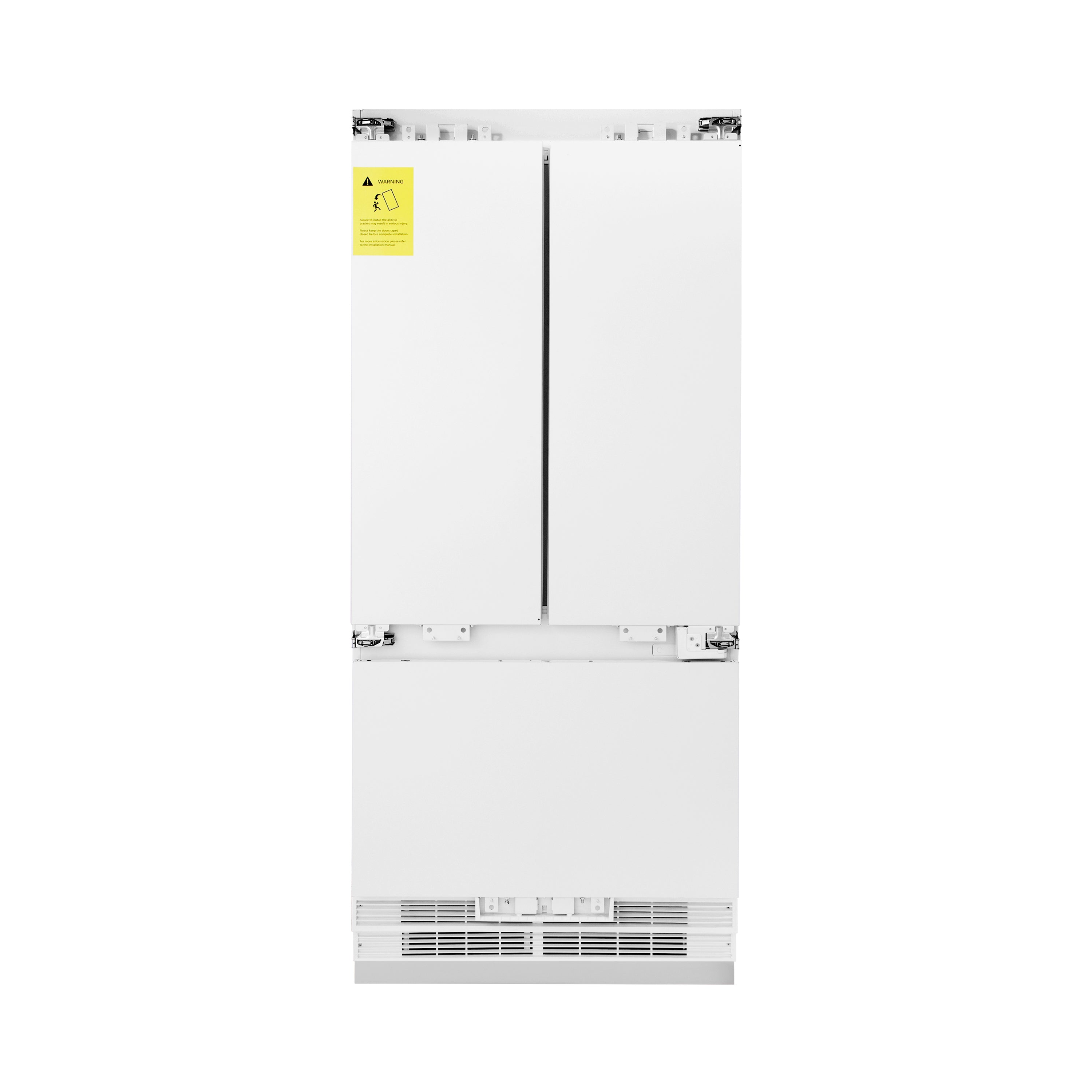 ZLINE Autograph Edition 36 in. 19.6 cu. ft. Panel Ready Built-in 3-Door French Door Refrigerator with Internal Water and Ice Dispenser with Champagne Bronze Handles (RBIVZ-36-CB)