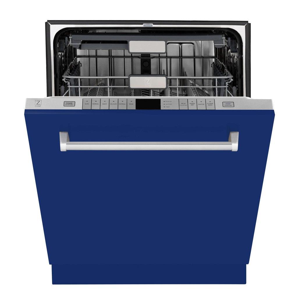 ZLINE 24" Monument Series 3rd Rack Top Touch Control Dishwasher in Blue Gloss with Stainless Steel Tub, 45dBa